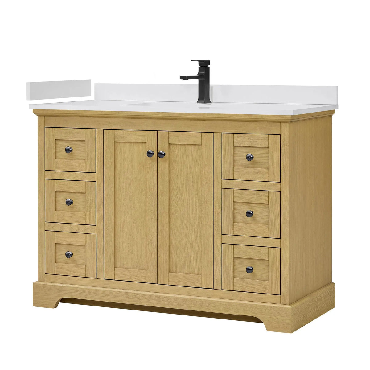 48" Avery Single Bathroom Vanity Honey Oak Matte Black Trim by wyndham View 25
