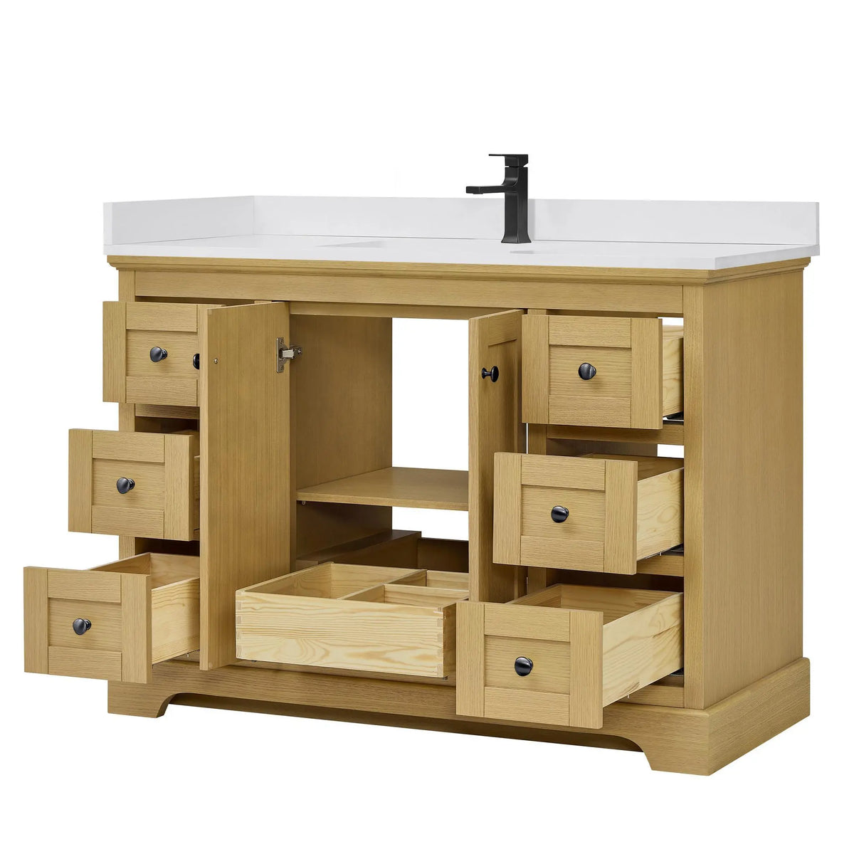 48" Avery Single Bathroom Vanity Honey Oak Matte Black Trim by wyndham View 23
