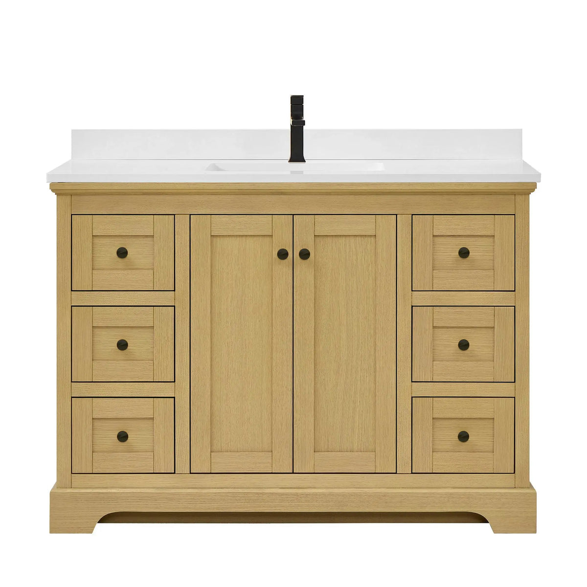 48" Avery Single Bathroom Vanity Honey Oak Matte Black Trim by wyndham View 21