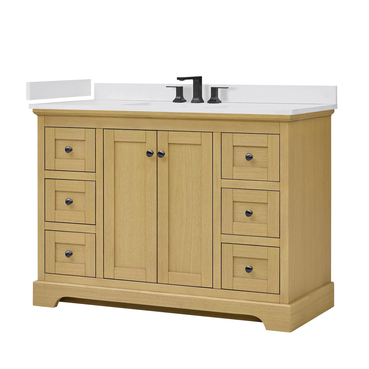 48" Avery Single Bathroom Vanity Honey Oak Matte Black Trim by wyndham View 30