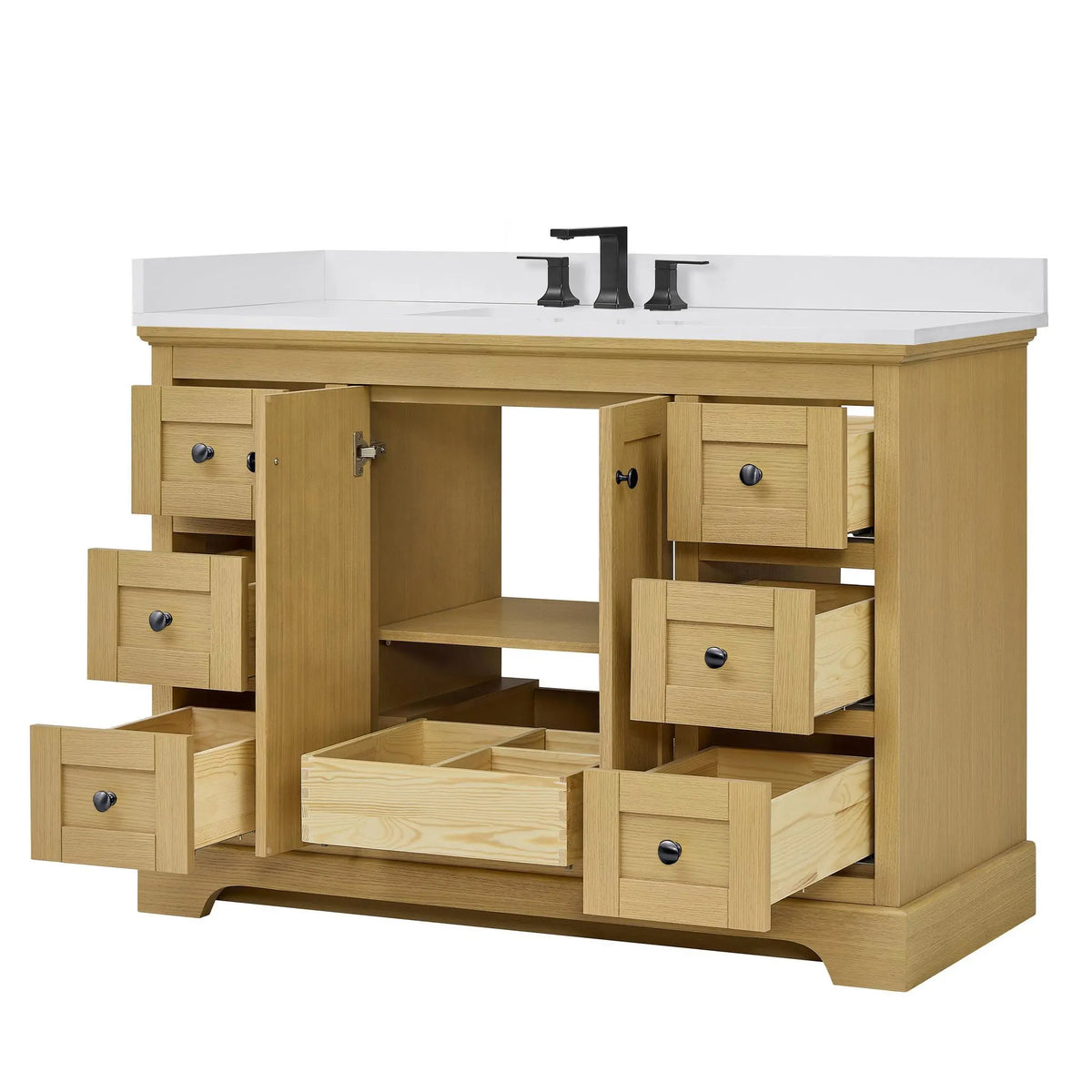 48" Avery Single Bathroom Vanity Honey Oak Matte Black Trim by wyndham View 28