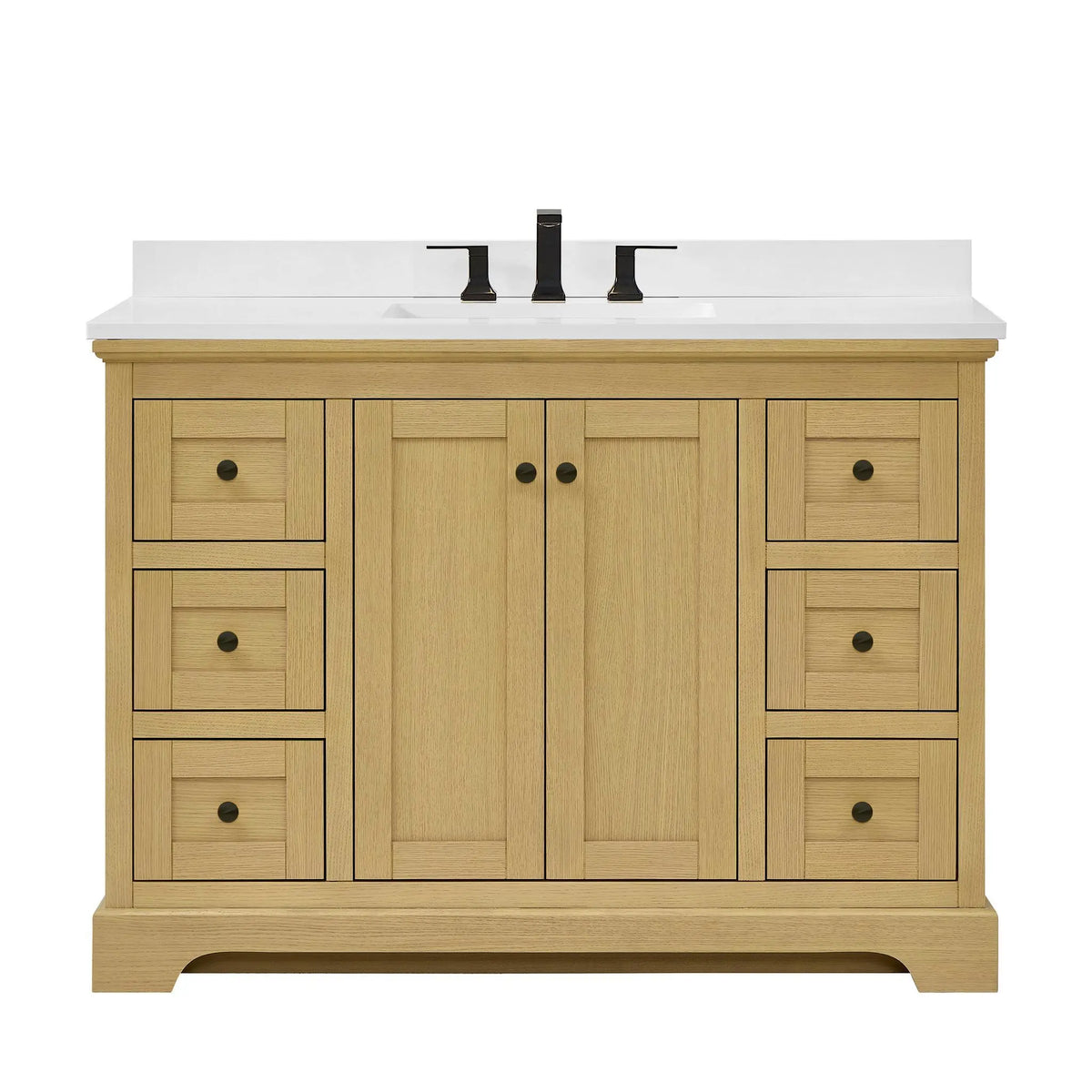 48" Avery Single Bathroom Vanity Honey Oak Matte Black Trim by wyndham View 26