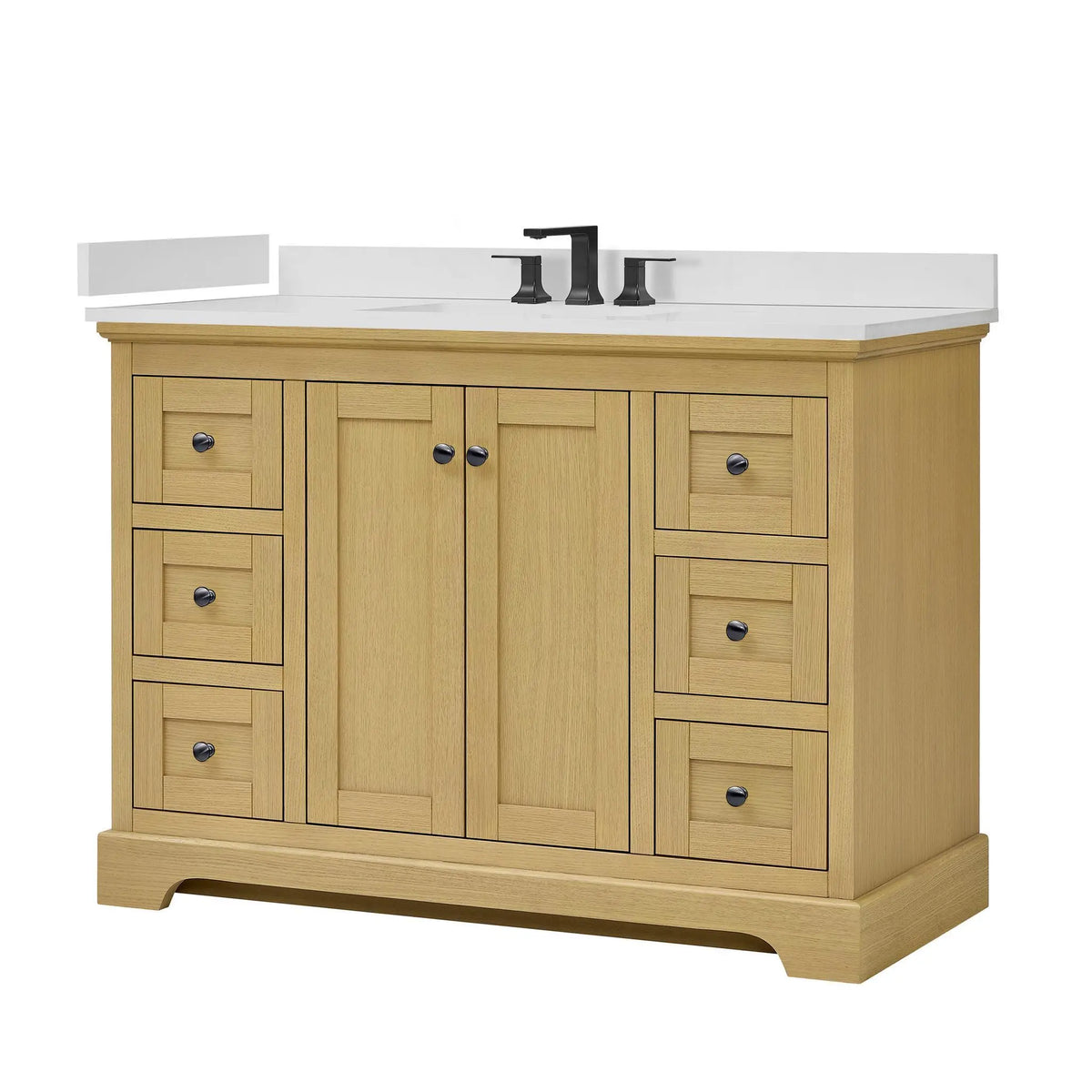 48" Avery Single Bathroom Vanity Honey Oak Matte Black Trim by wyndham View 40