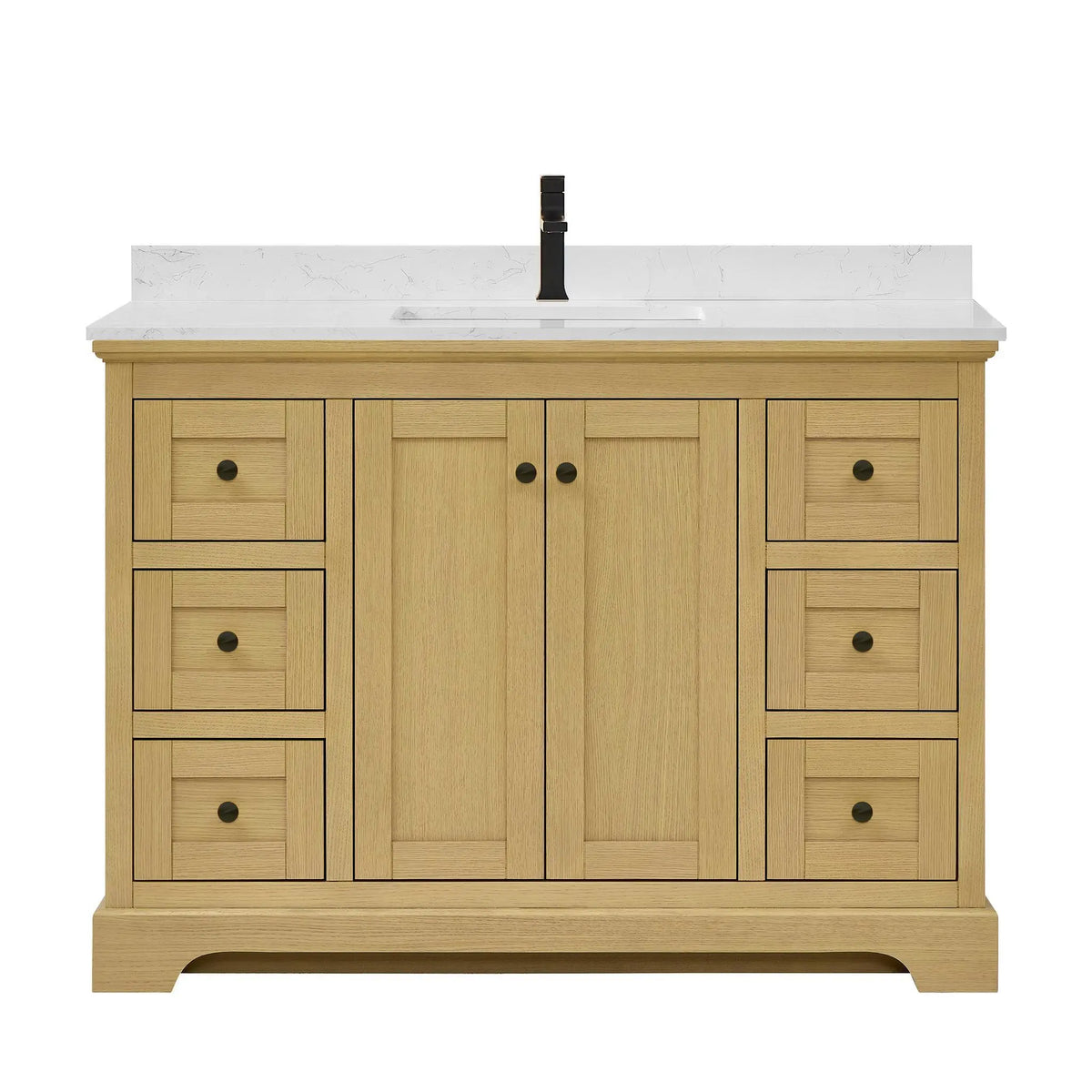 48" Avery Single Bathroom Vanity Honey Oak Matte Black Trim by wyndham View 1