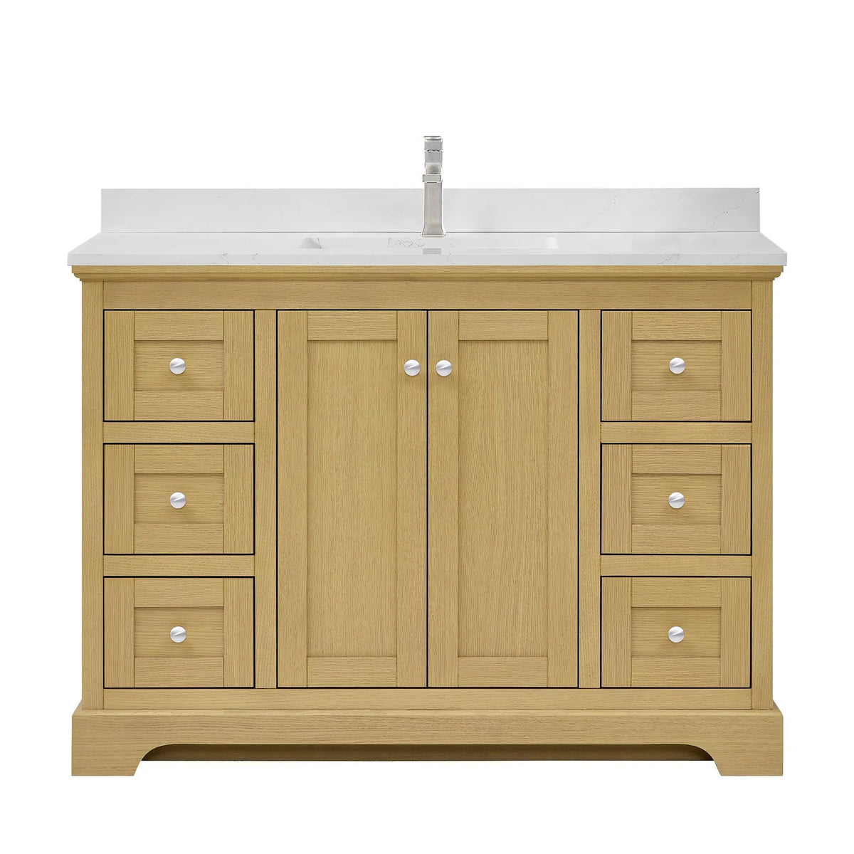 48" Avery Single Bathroom Vanity Honey Oak Polished Chrome Trim by wyndham View 11