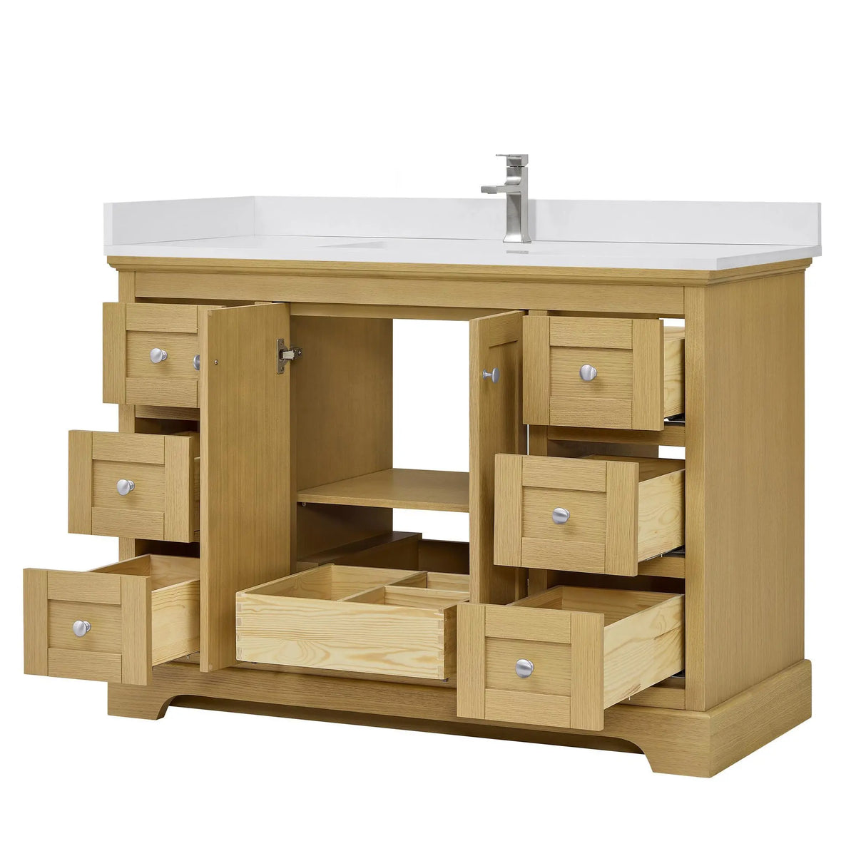 48" Avery Single Bathroom Vanity Honey Oak Polished Chrome Trim by wyndham View 23