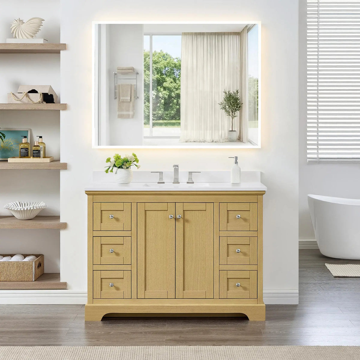 48" Avery Single Bathroom Vanity Honey Oak Polished Chrome Trim by wyndham View 29