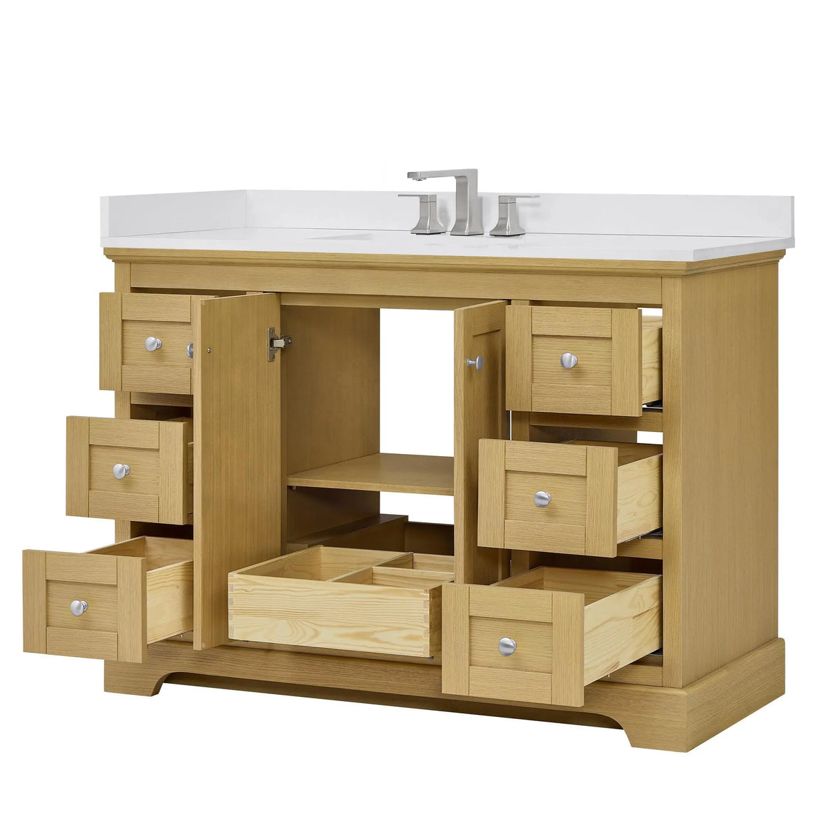 48" Avery Single Bathroom Vanity Honey Oak Polished Chrome Trim by wyndham View 28