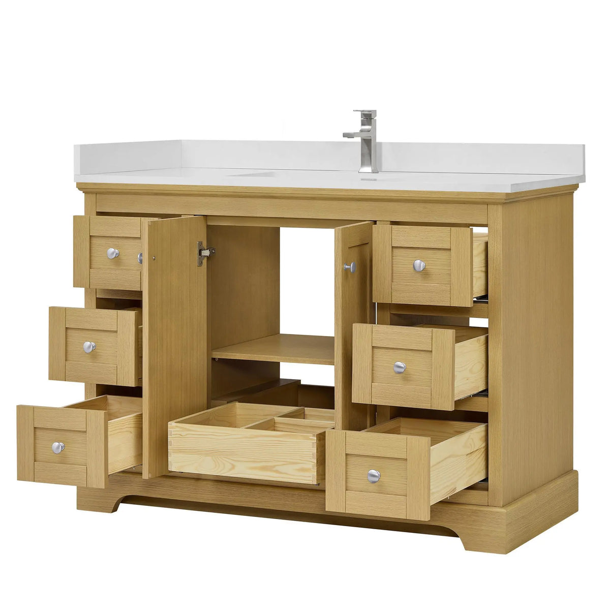 48" Avery Single Bathroom Vanity Honey Oak Polished Chrome Trim by wyndham View 33