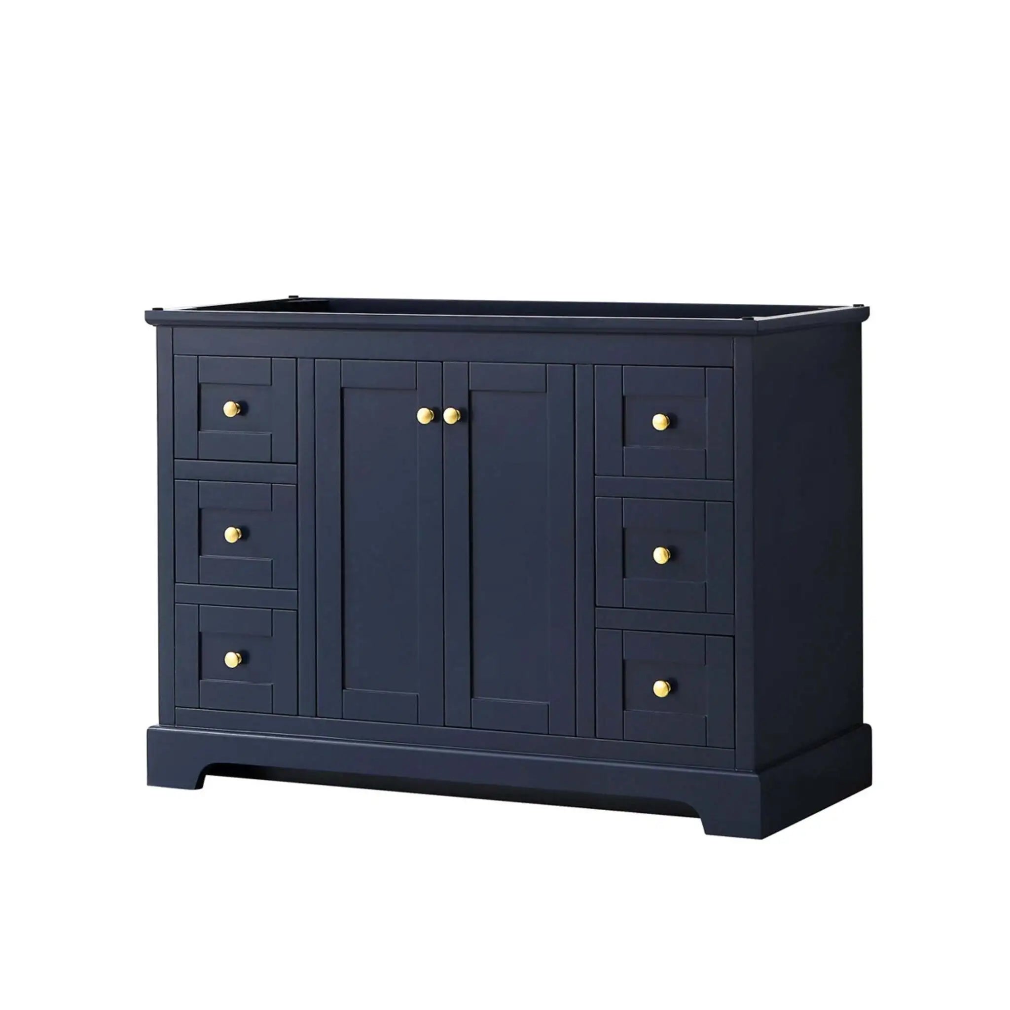 48" Avery Single Bathroom Vanity in Dark Blue with Brushed Gold Trim by Wyndham