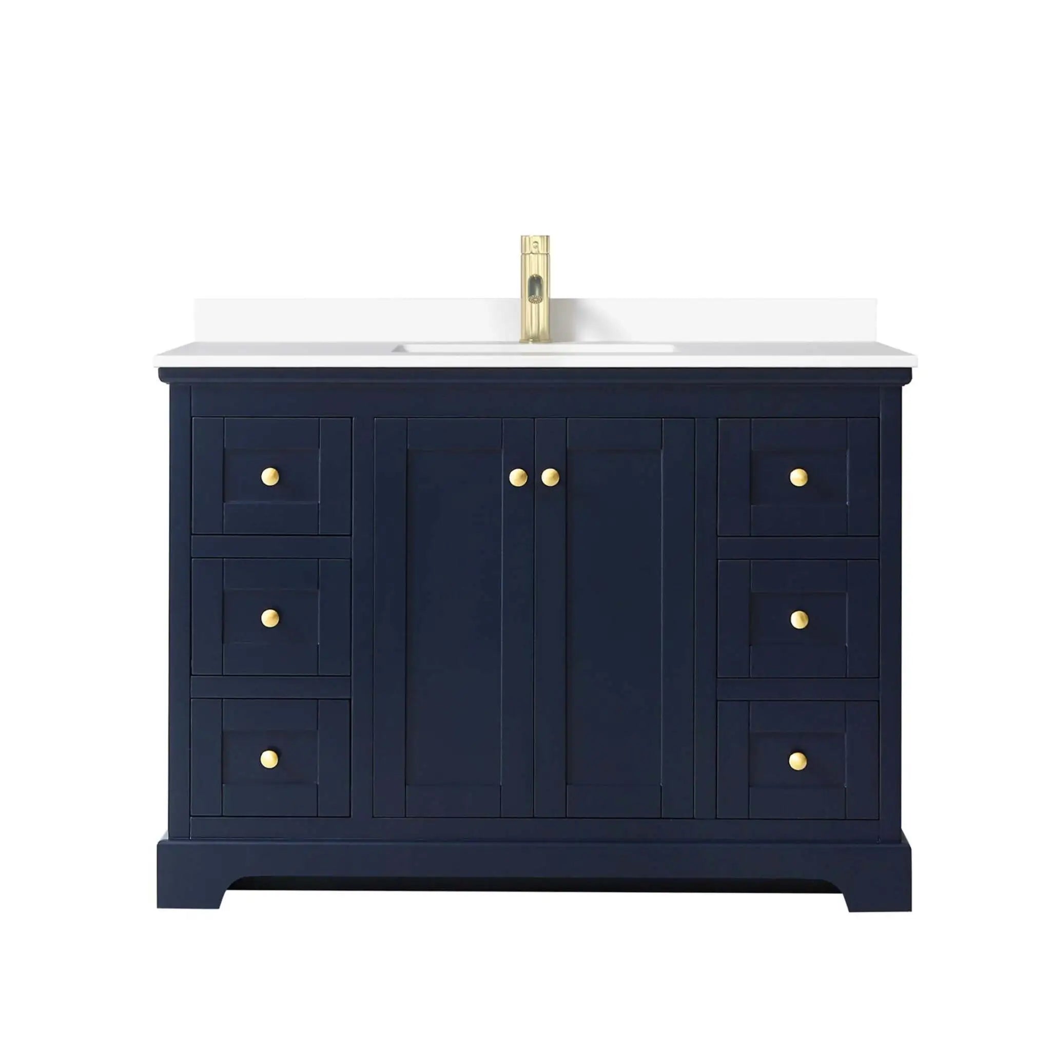 48" Avery Single Bathroom Vanity in Dark Blue with Brushed Gold Trim by Wyndham