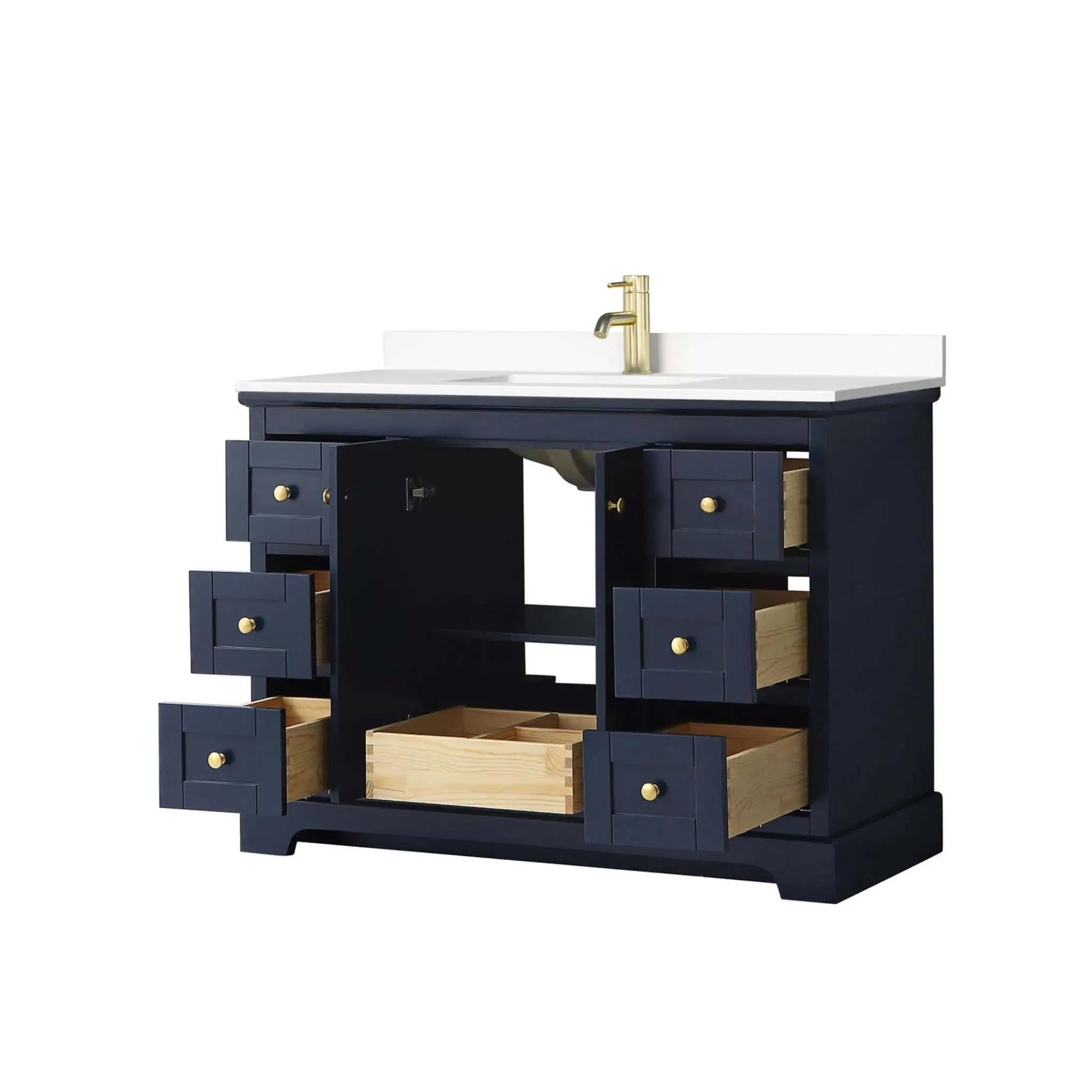 48" Avery Single Bathroom Vanity in Dark Blue with Brushed Gold Trim by Wyndham