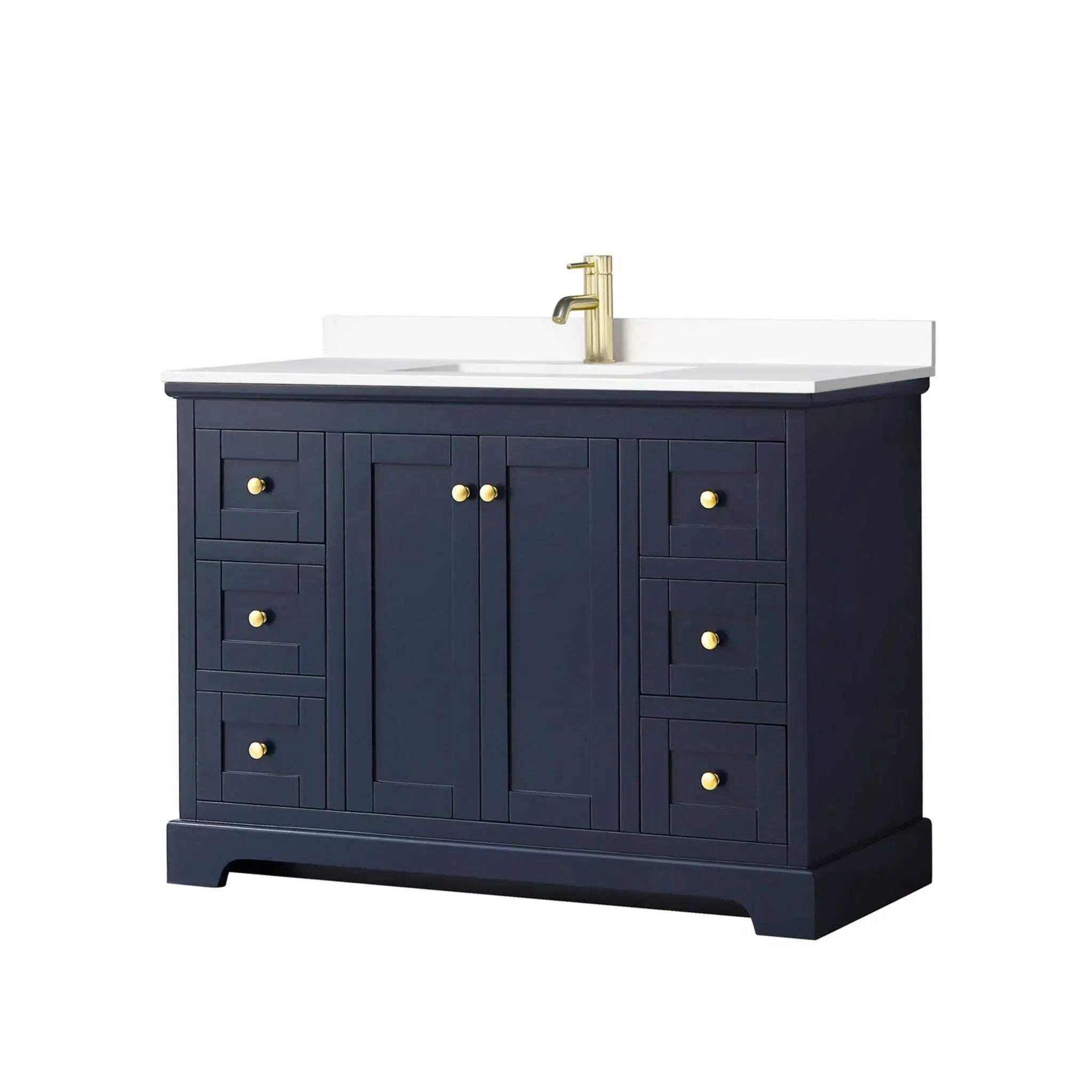 48" Avery Single Bathroom Vanity in Dark Blue with Brushed Gold Trim by Wyndham