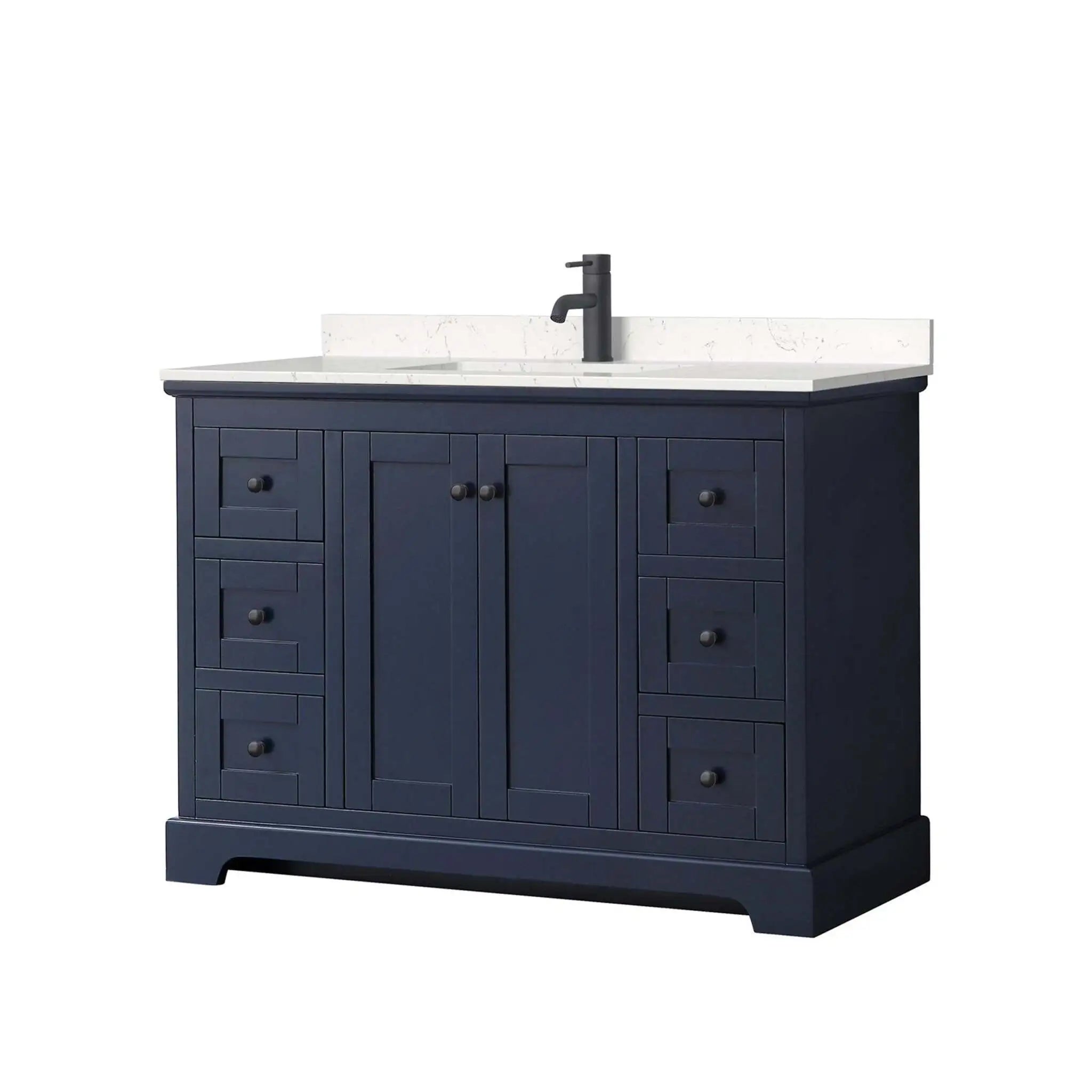 48" Avery Single Bathroom Vanity in Dark Blue with Matte Black Trim by Wyndham
