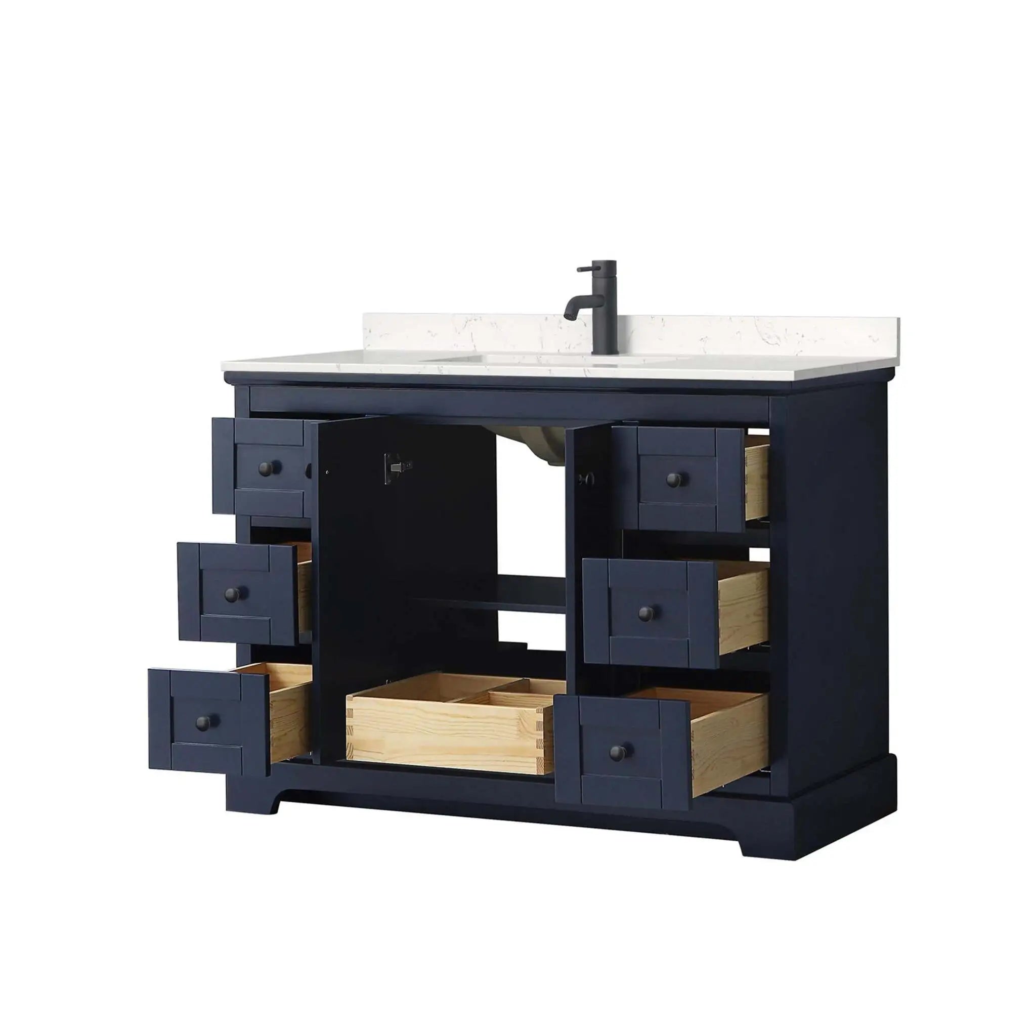 48" Avery Single Bathroom Vanity in Dark Blue with Matte Black Trim by Wyndham