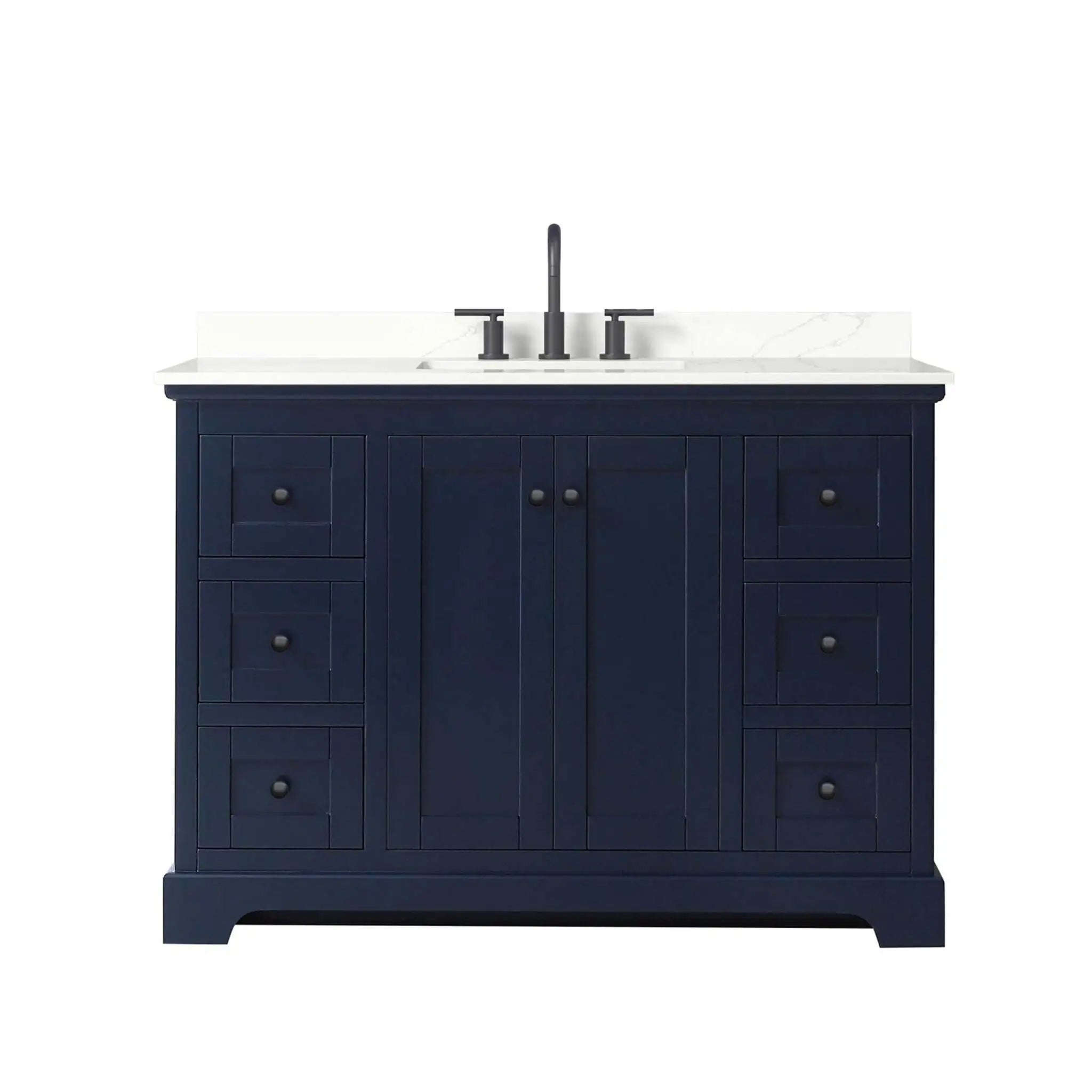 48" Avery Single Bathroom Vanity in Dark Blue with Matte Black Trim by Wyndham