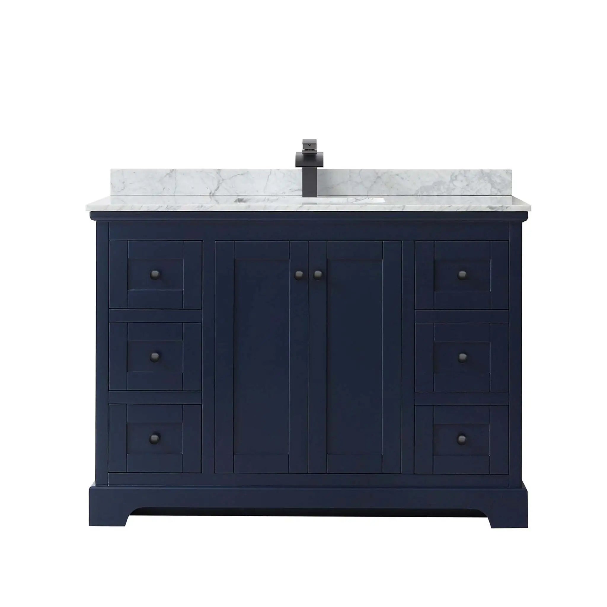 48" Avery Single Bathroom Vanity in Dark Blue with Matte Black Trim by Wyndham