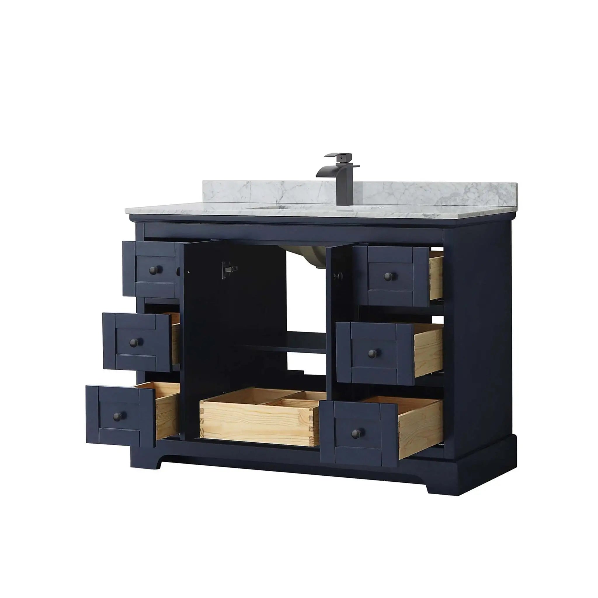 48" Avery Single Bathroom Vanity in Dark Blue with Matte Black Trim by Wyndham