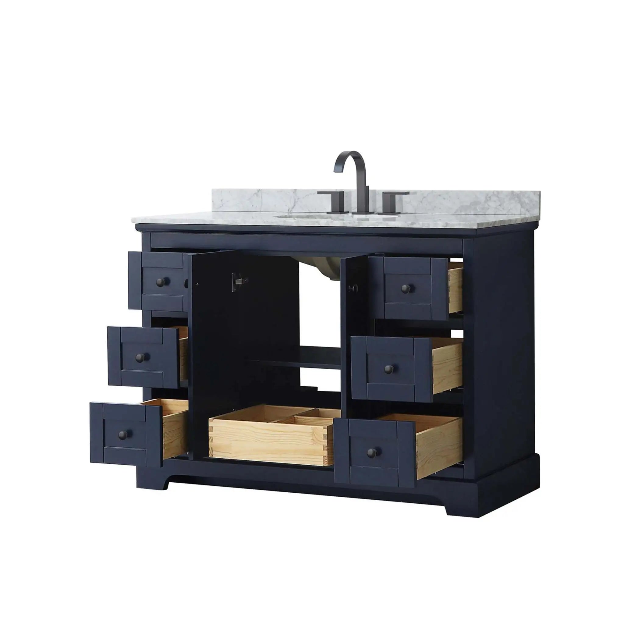 48" Avery Single Bathroom Vanity in Dark Blue with Matte Black Trim by Wyndham