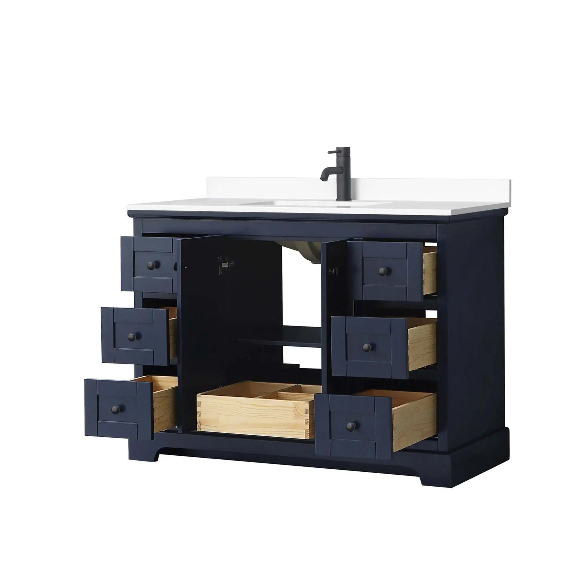 48" Avery Single Bathroom Vanity in Dark Blue with Matte Black Trim by Wyndham