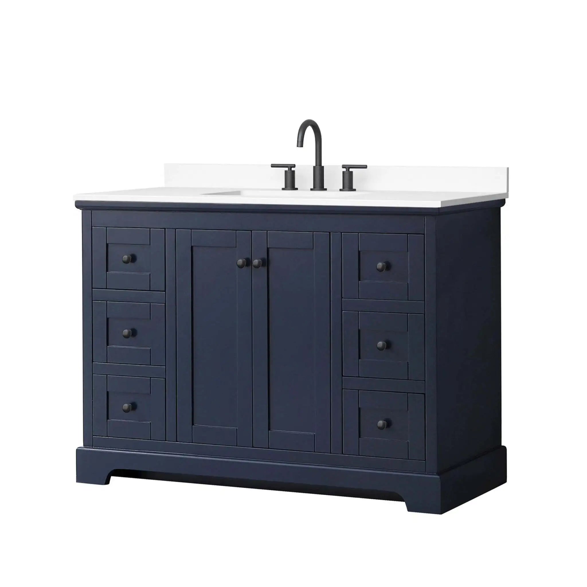 48" Avery Single Bathroom Vanity in Dark Blue with Matte Black Trim by Wyndham