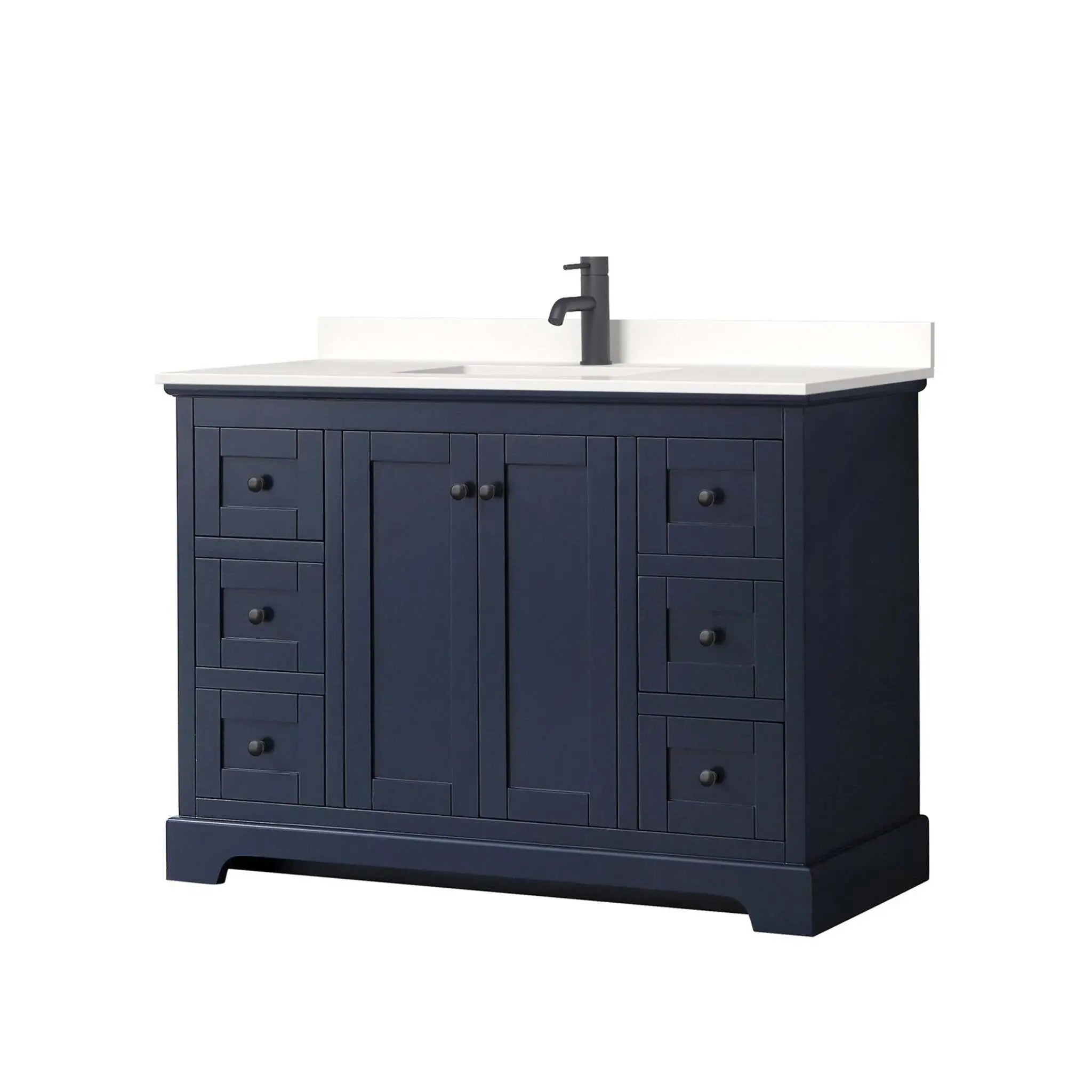 48" Avery Single Bathroom Vanity in Dark Blue with Matte Black Trim by Wyndham