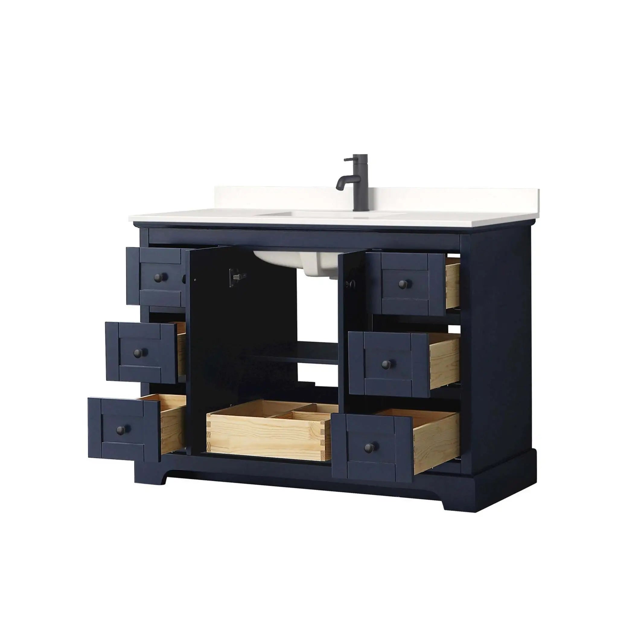 48" Avery Single Bathroom Vanity in Dark Blue with Matte Black Trim by Wyndham