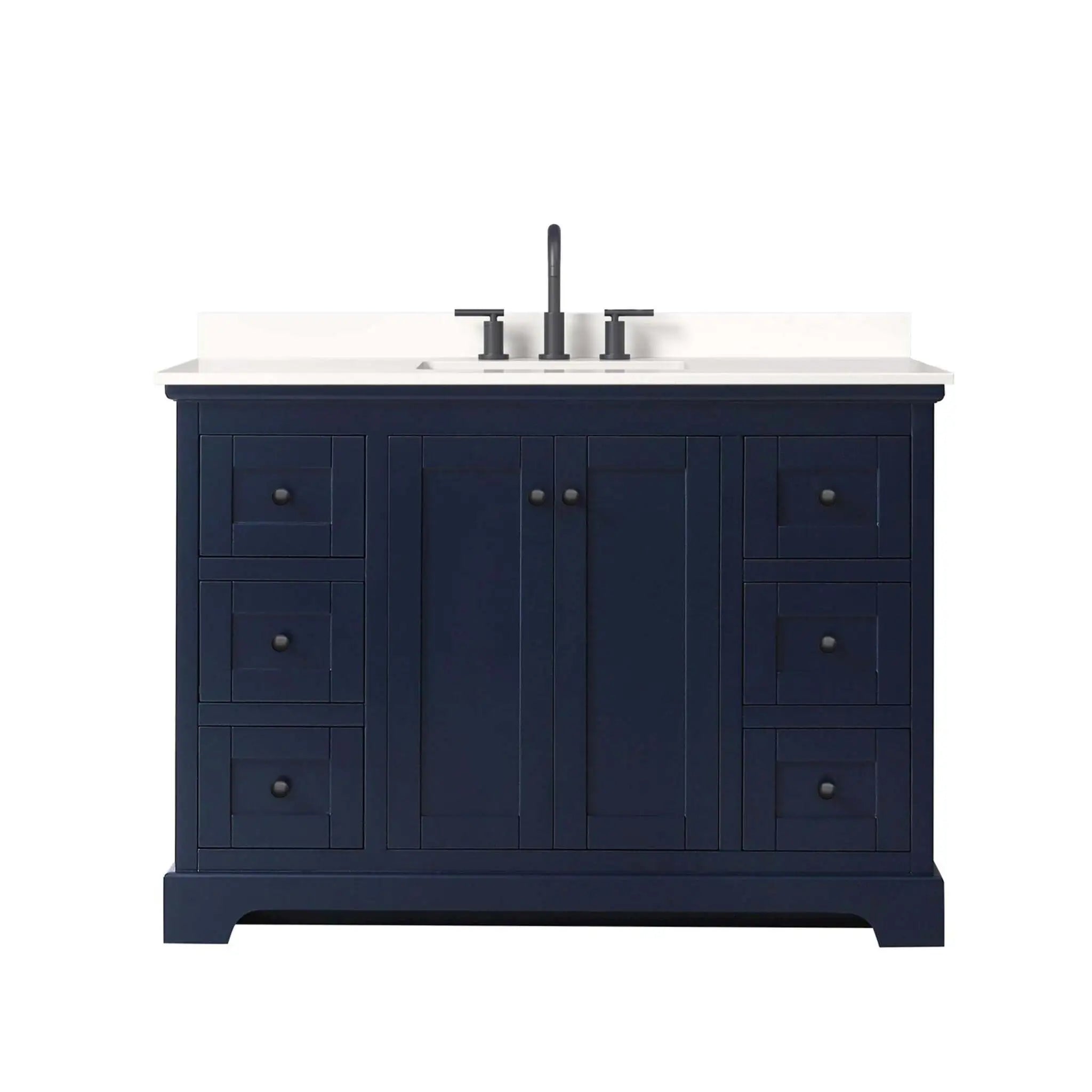 48" Avery Single Bathroom Vanity in Dark Blue with Matte Black Trim by Wyndham