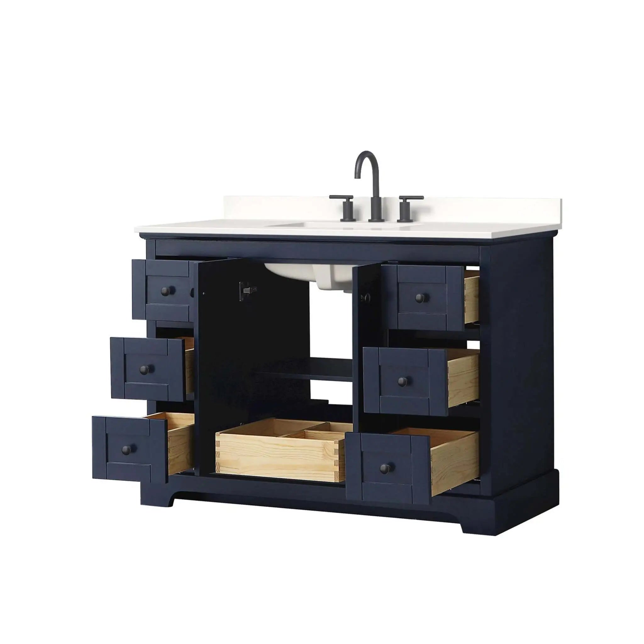 48" Avery Single Bathroom Vanity in Dark Blue with Matte Black Trim by Wyndham