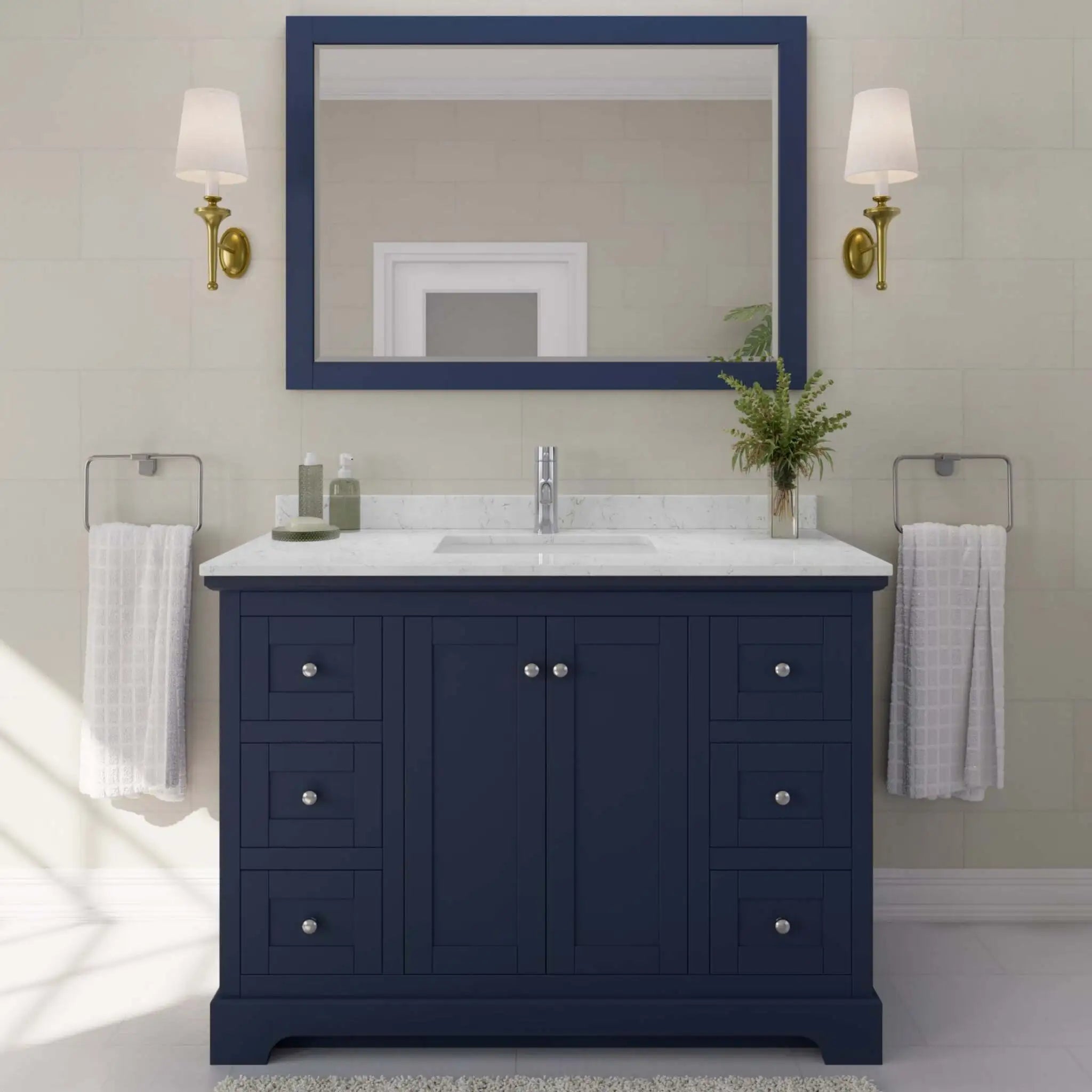 48" Avery Single Bathroom Vanity in Dark Blue with Polished Chrome Trim by Wyndham
