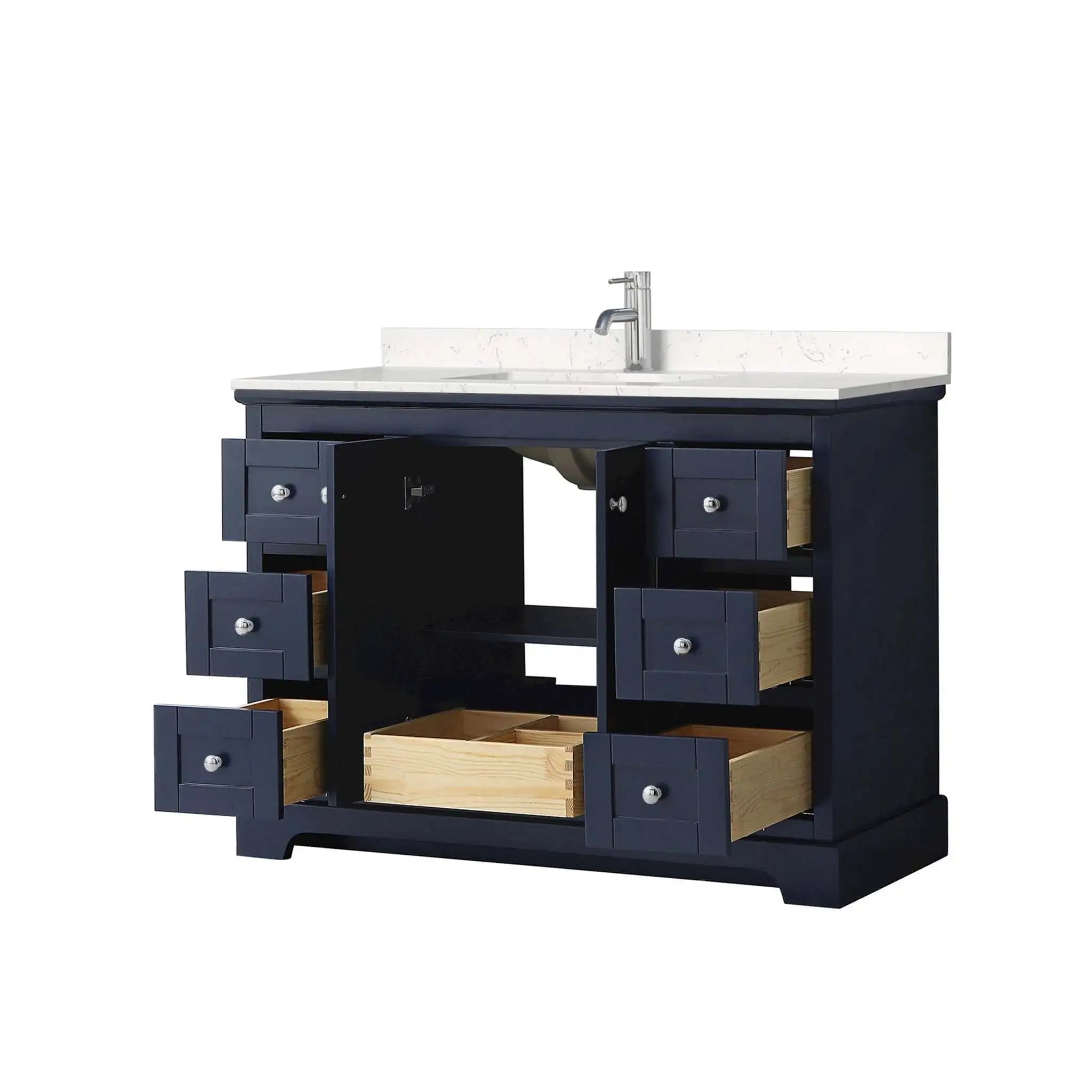 48" Avery Single Bathroom Vanity in Dark Blue with Polished Chrome Trim by Wyndham