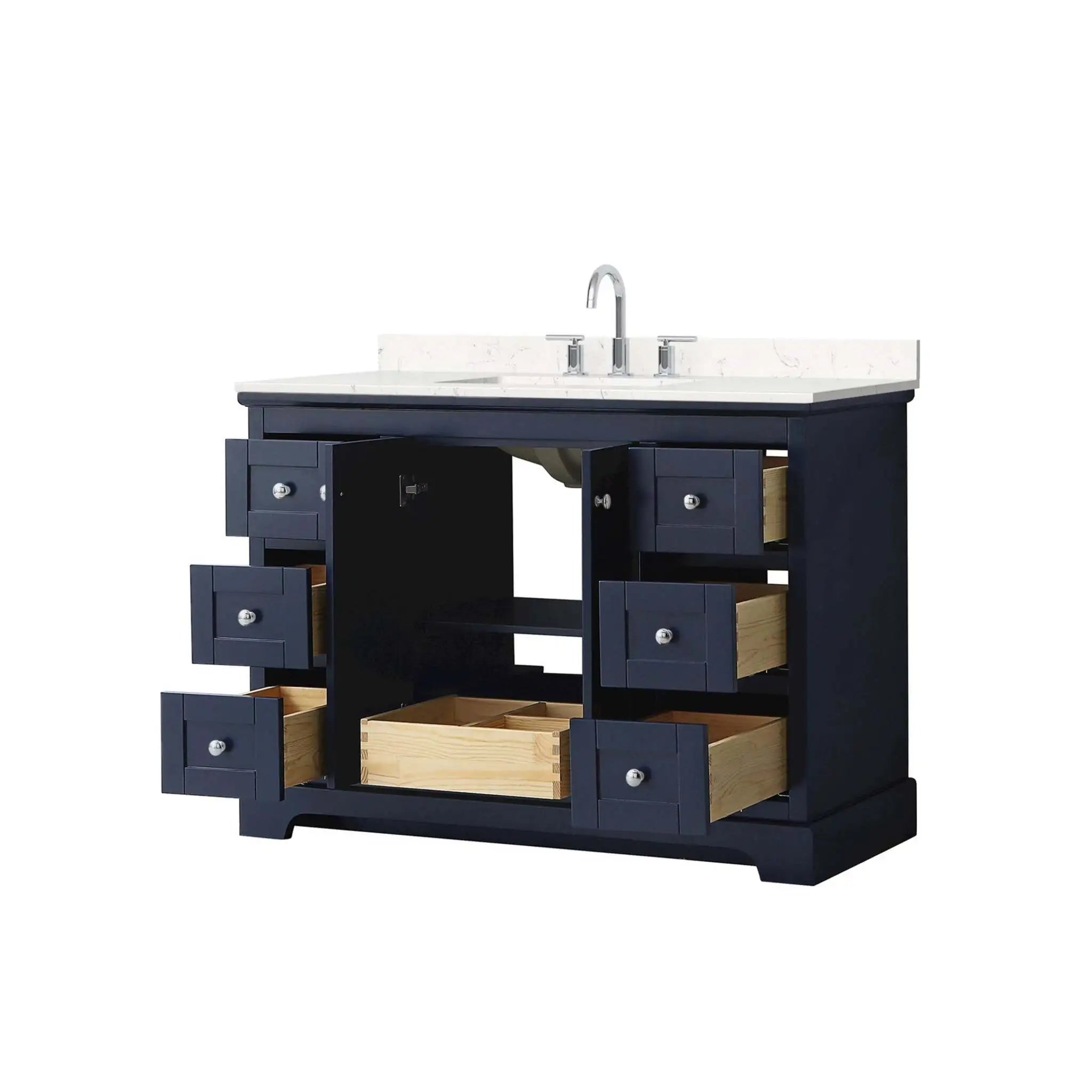 48" Avery Single Bathroom Vanity in Dark Blue with Polished Chrome Trim by Wyndham
