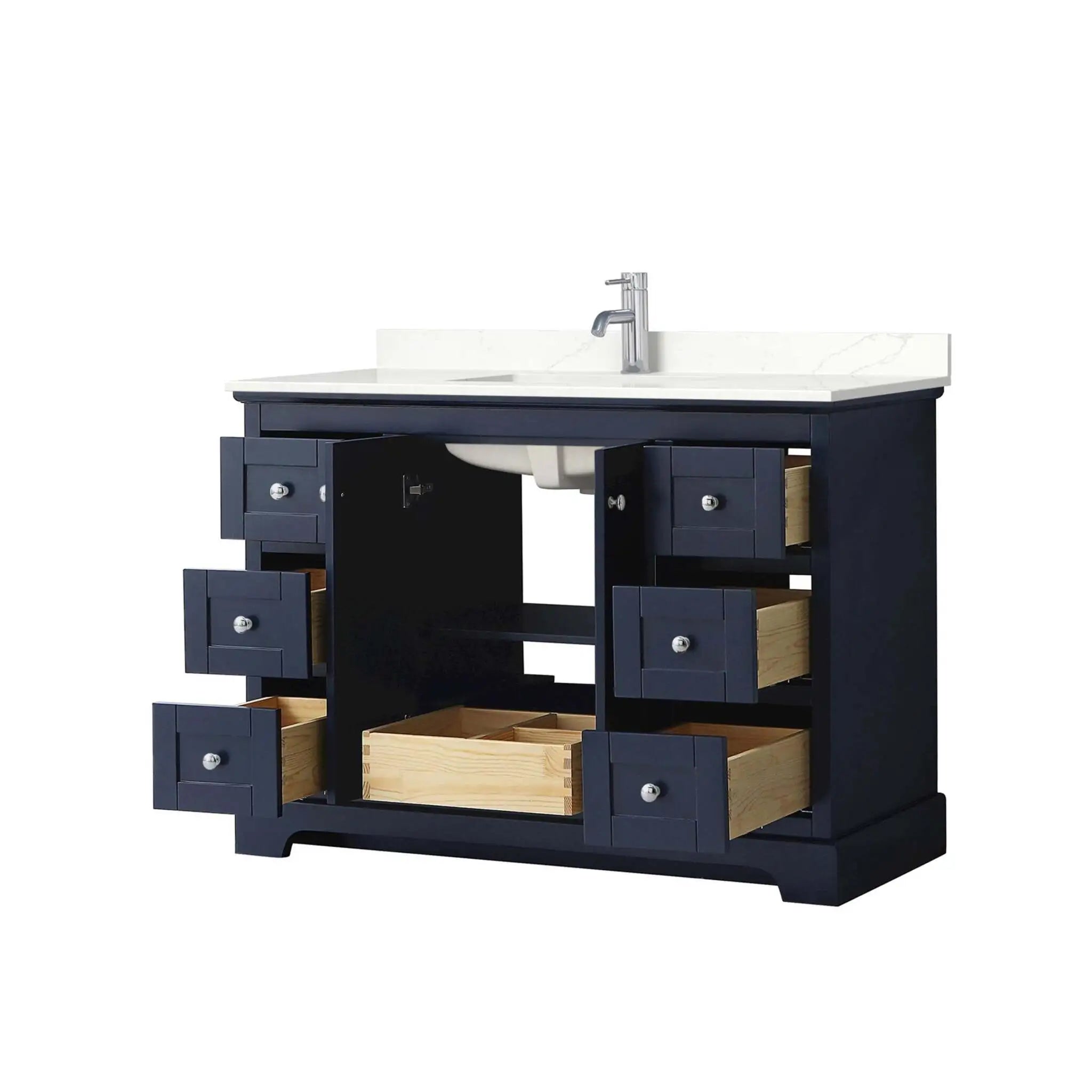 48" Avery Single Bathroom Vanity in Dark Blue with Polished Chrome Trim by Wyndham