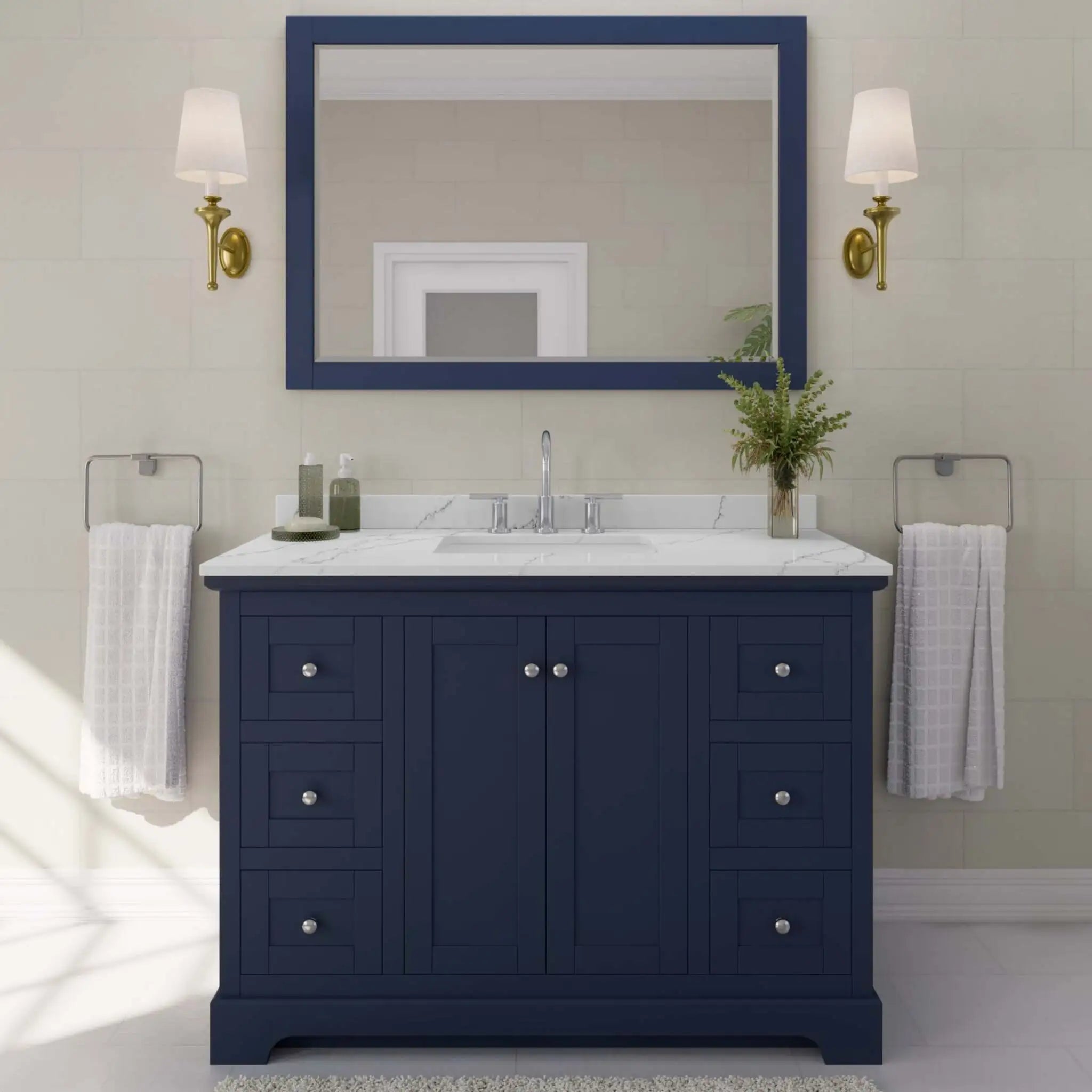 48" Avery Single Bathroom Vanity in Dark Blue with Polished Chrome Trim by Wyndham