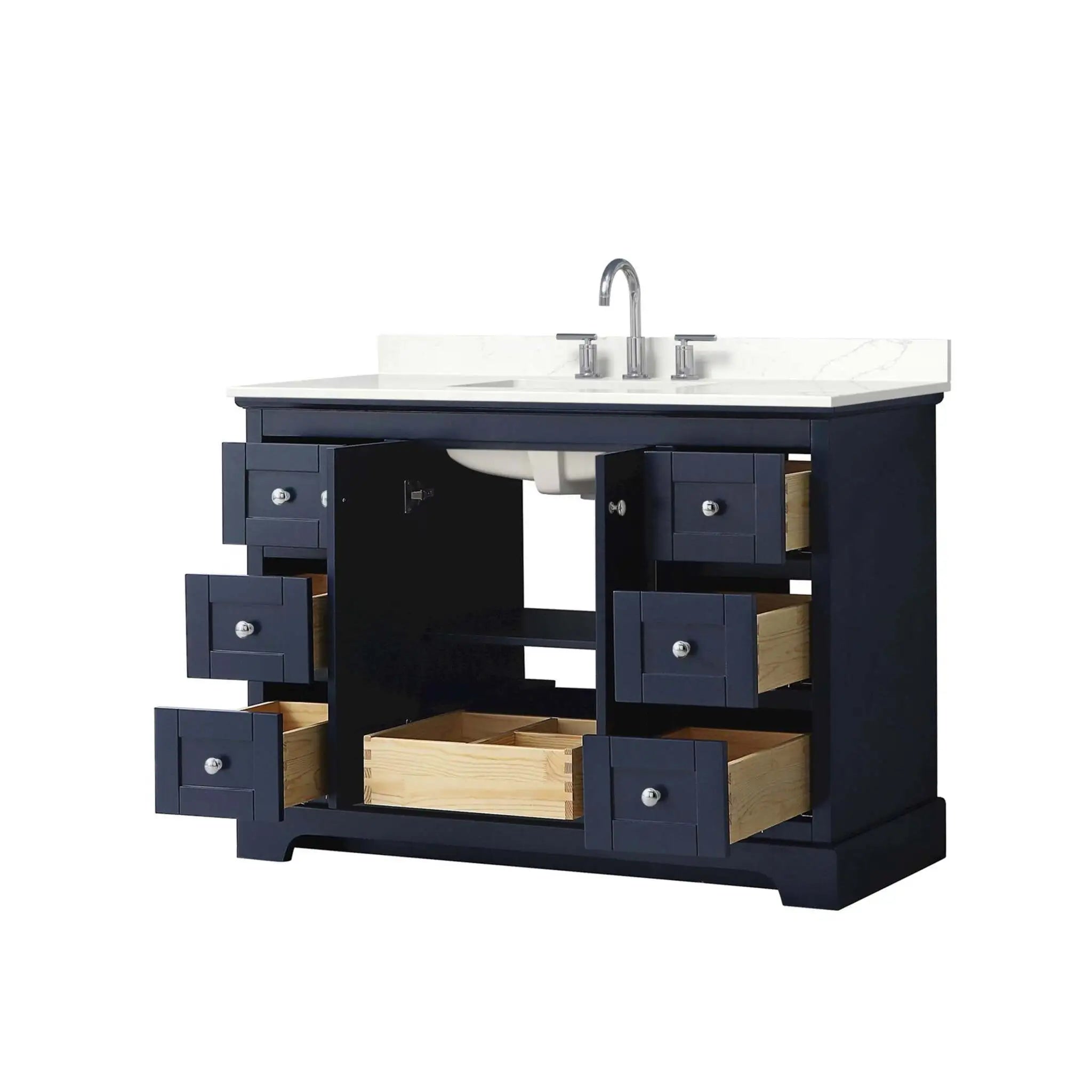 48" Avery Single Bathroom Vanity in Dark Blue with Polished Chrome Trim by Wyndham