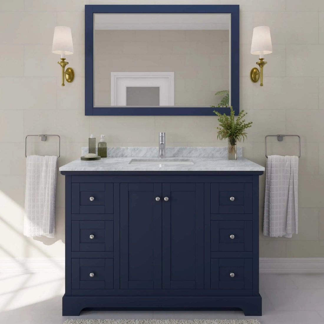 48" Avery Single Bathroom Vanity in Dark Blue with Polished Chrome Trim by Wyndham