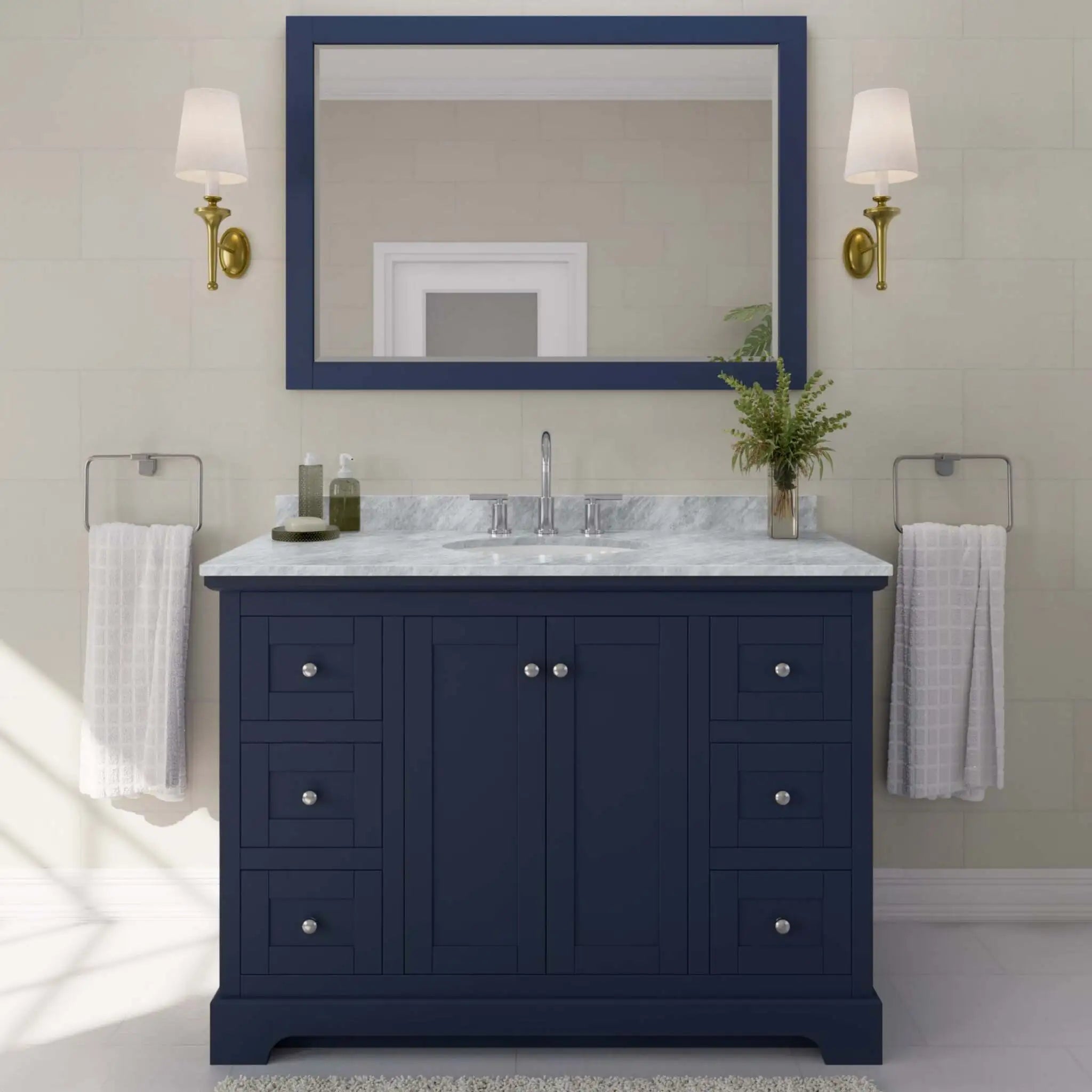 48" Avery Single Bathroom Vanity in Dark Blue with Polished Chrome Trim by Wyndham