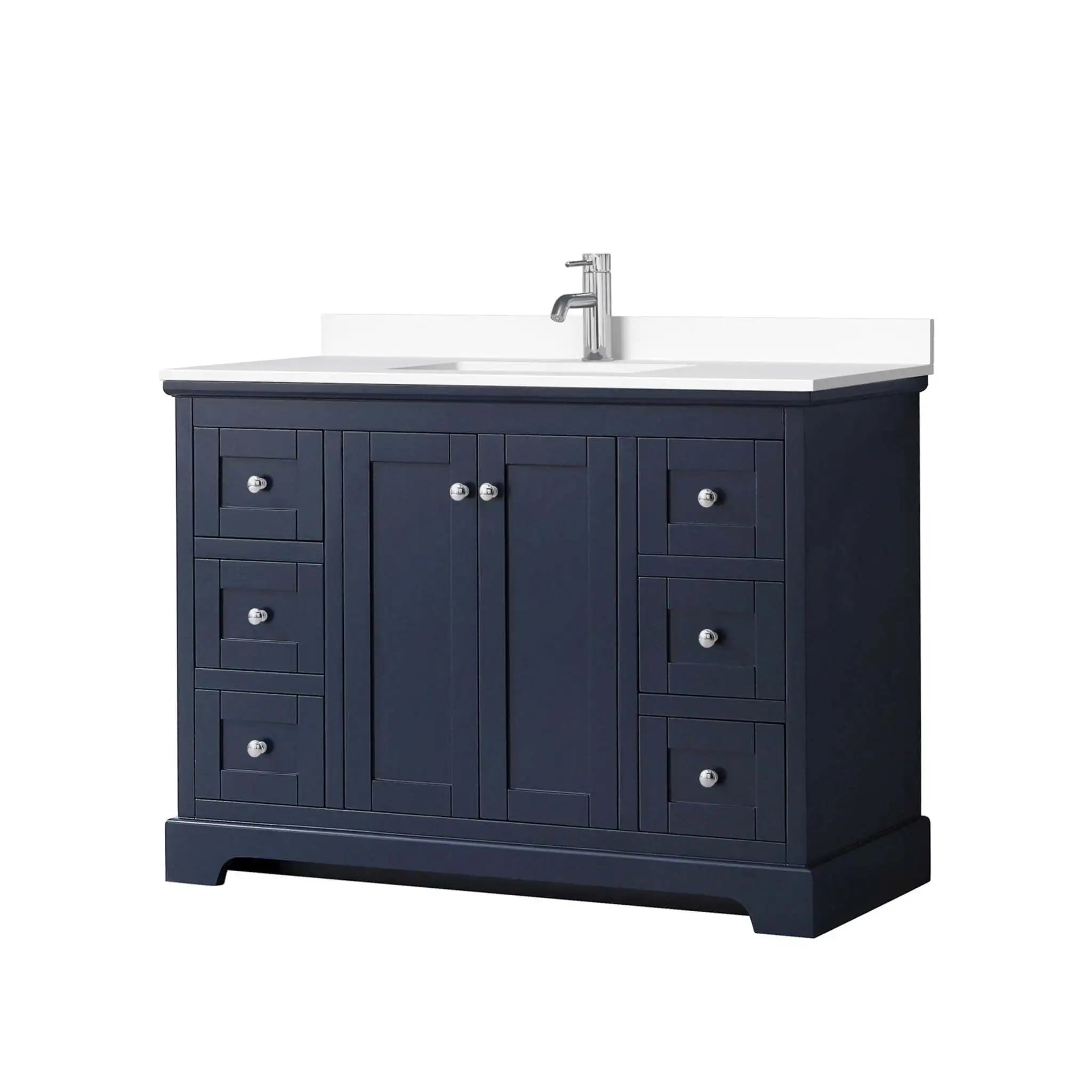 48" Avery Single Bathroom Vanity in Dark Blue with Polished Chrome Trim by Wyndham