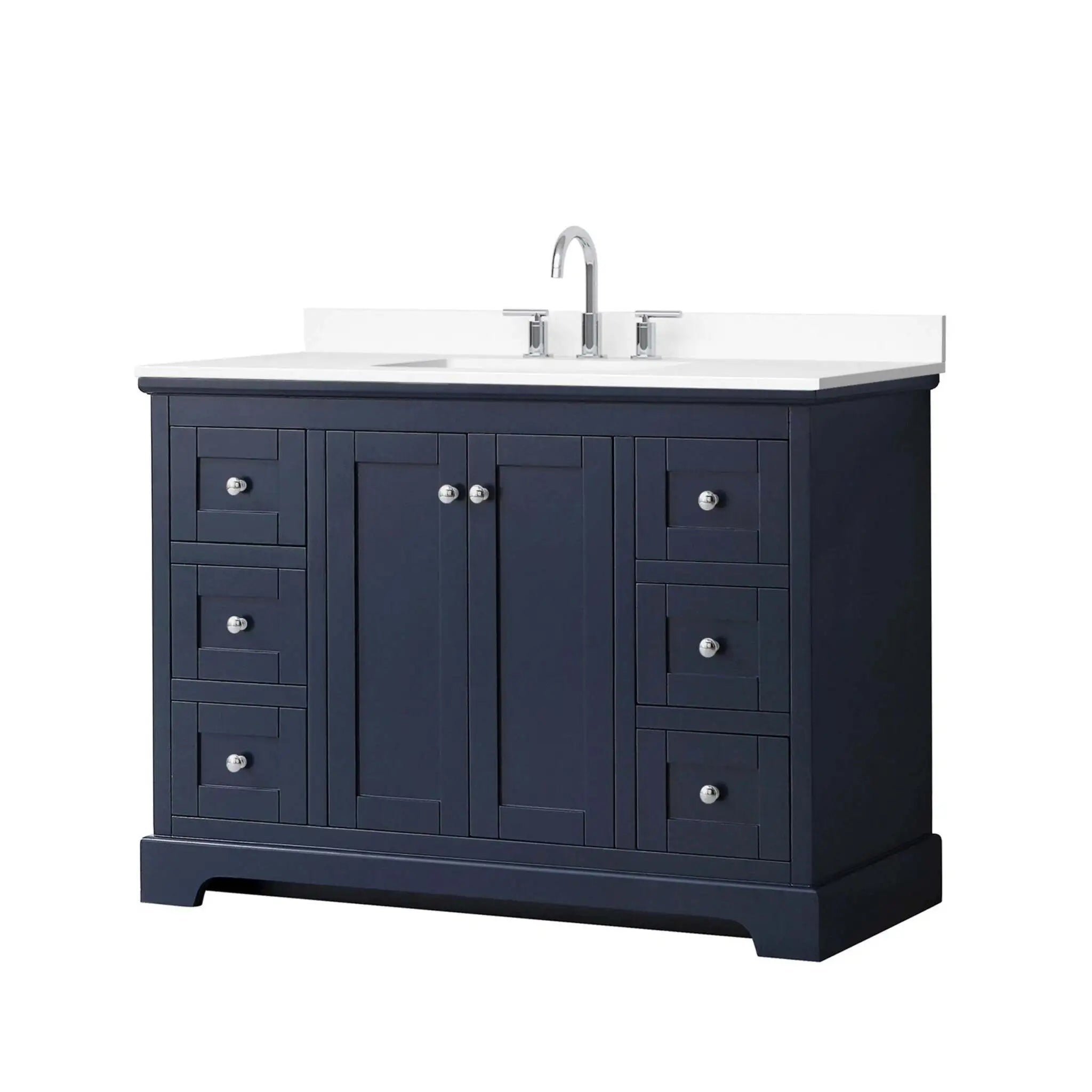 48" Avery Single Bathroom Vanity in Dark Blue with Polished Chrome Trim by Wyndham