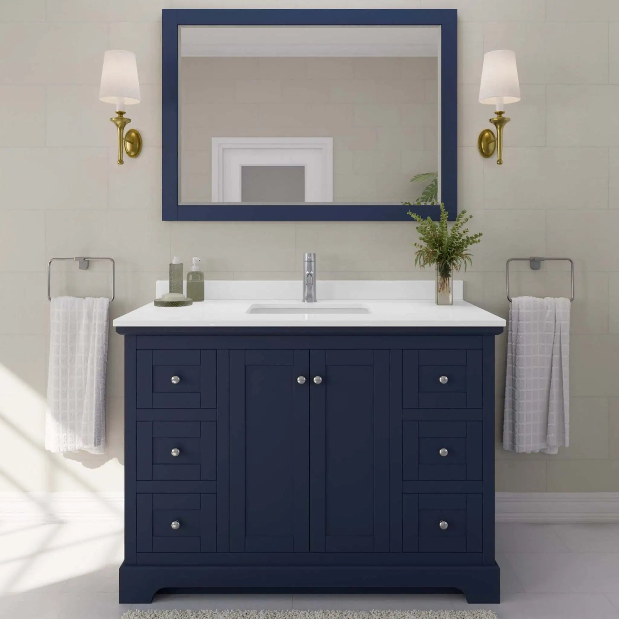 48" Avery Single Bathroom Vanity in Dark Blue with Polished Chrome Trim by Wyndham