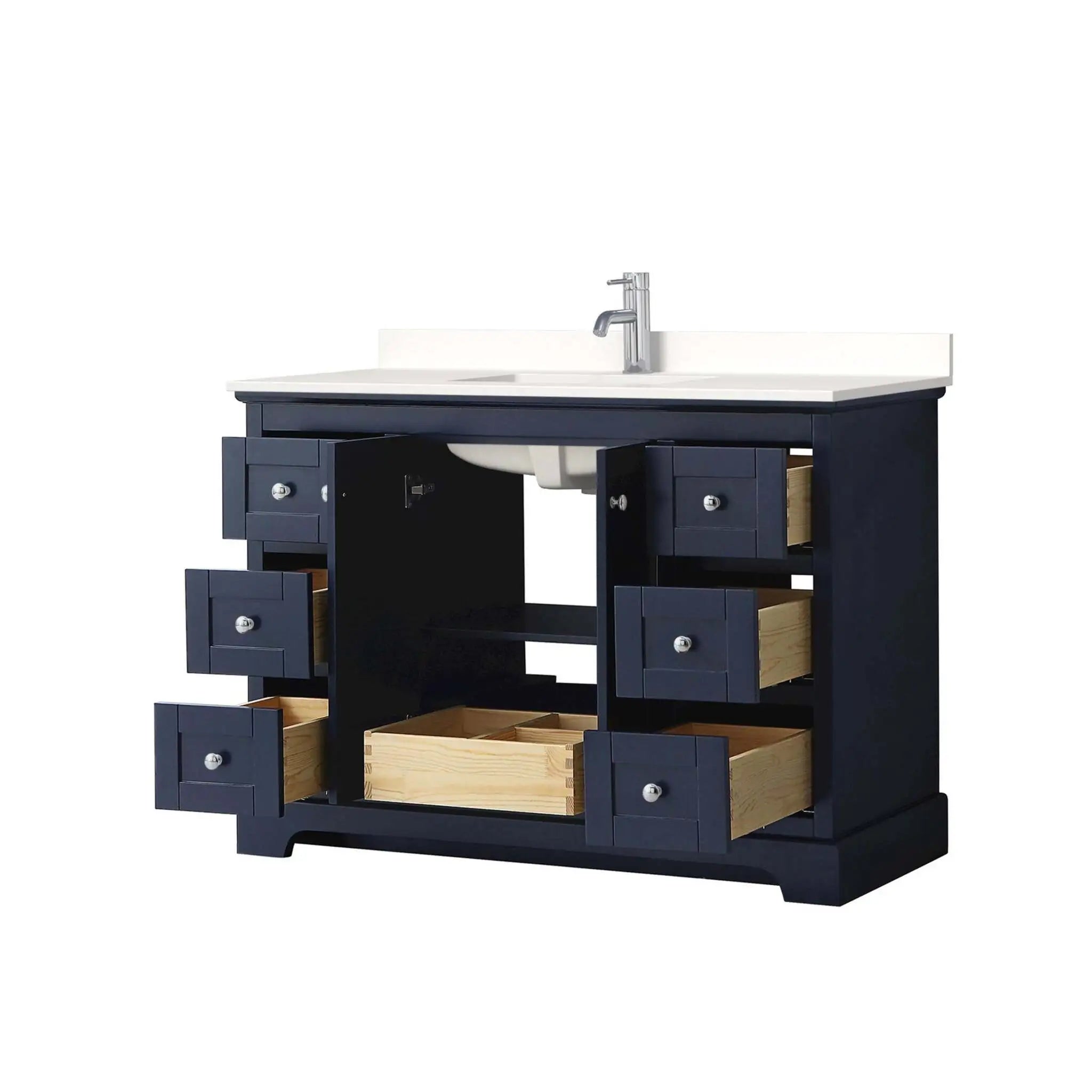 48" Avery Single Bathroom Vanity in Dark Blue with Polished Chrome Trim by Wyndham