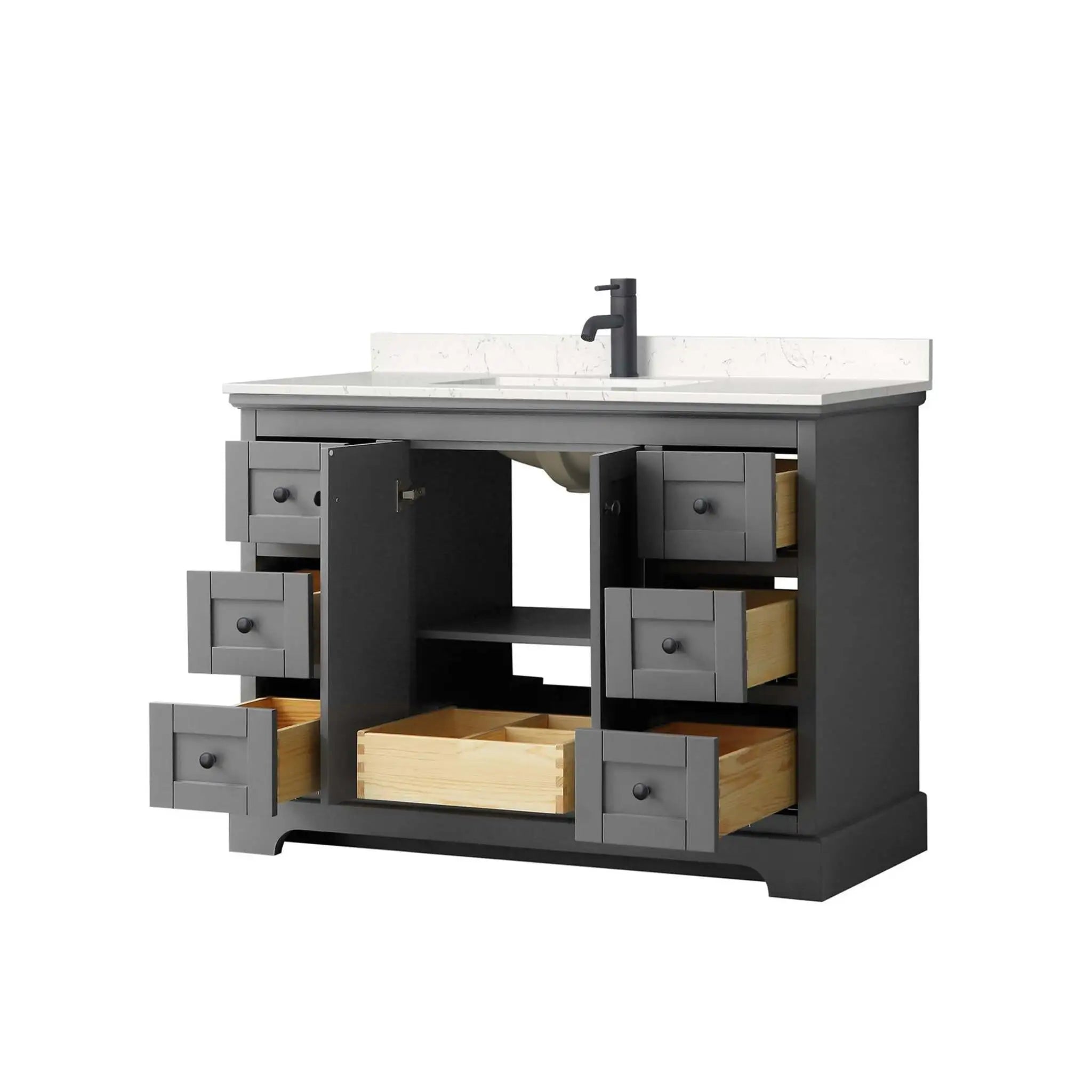 48" Avery Single Bathroom Vanity in Dark Gray with Matte Black Trim by Wyndham