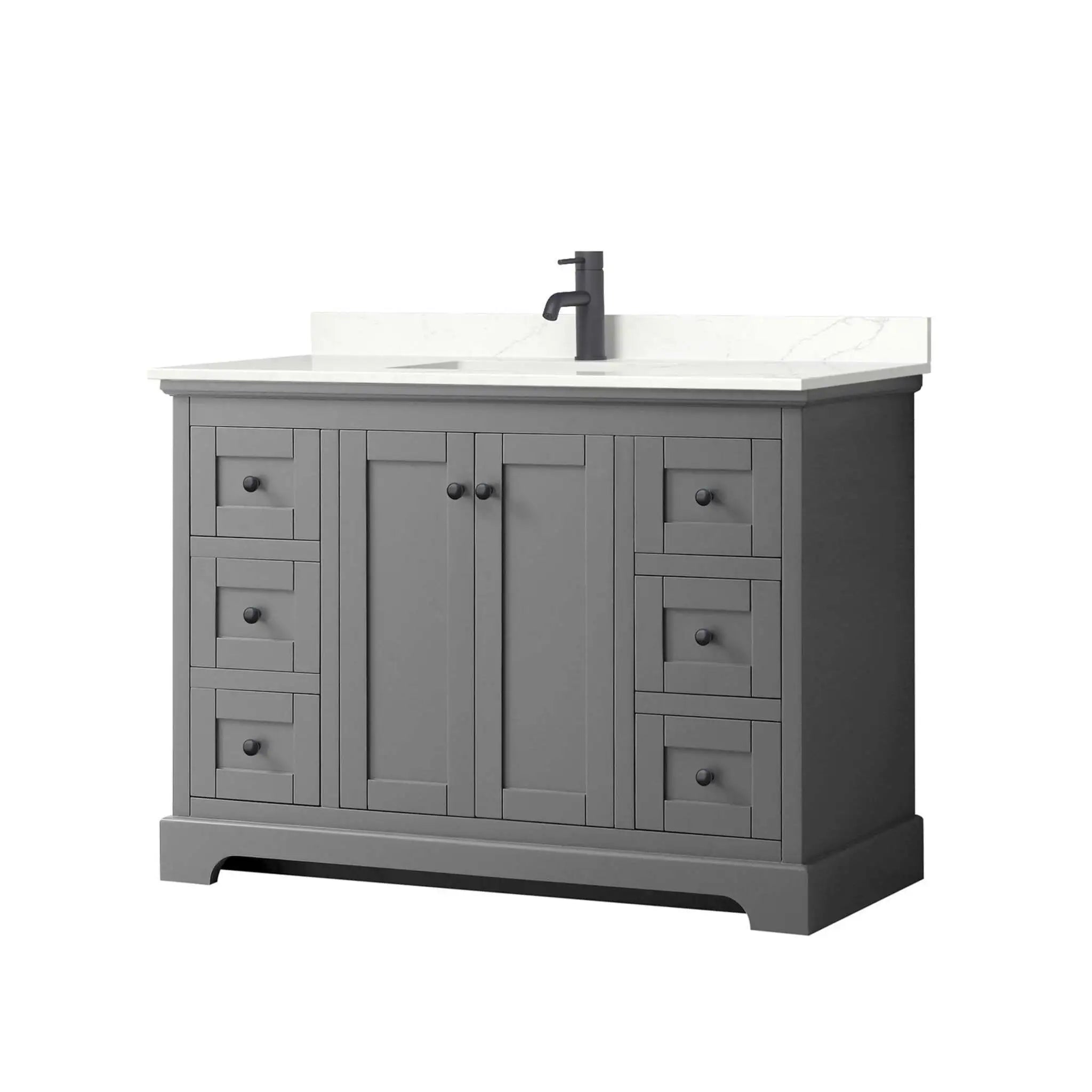 48" Avery Single Bathroom Vanity in Dark Gray with Matte Black Trim by Wyndham