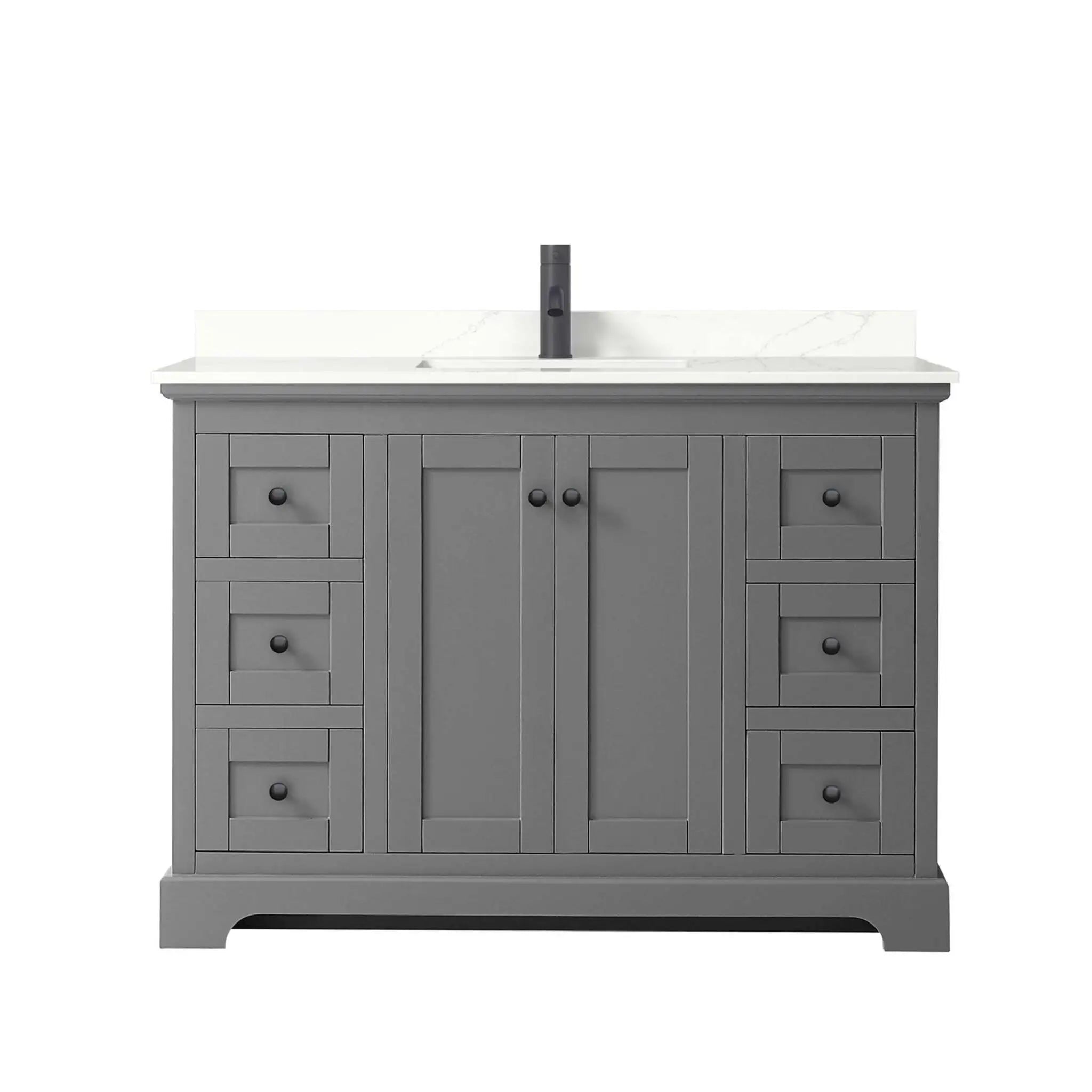 48" Avery Single Bathroom Vanity in Dark Gray with Matte Black Trim by Wyndham