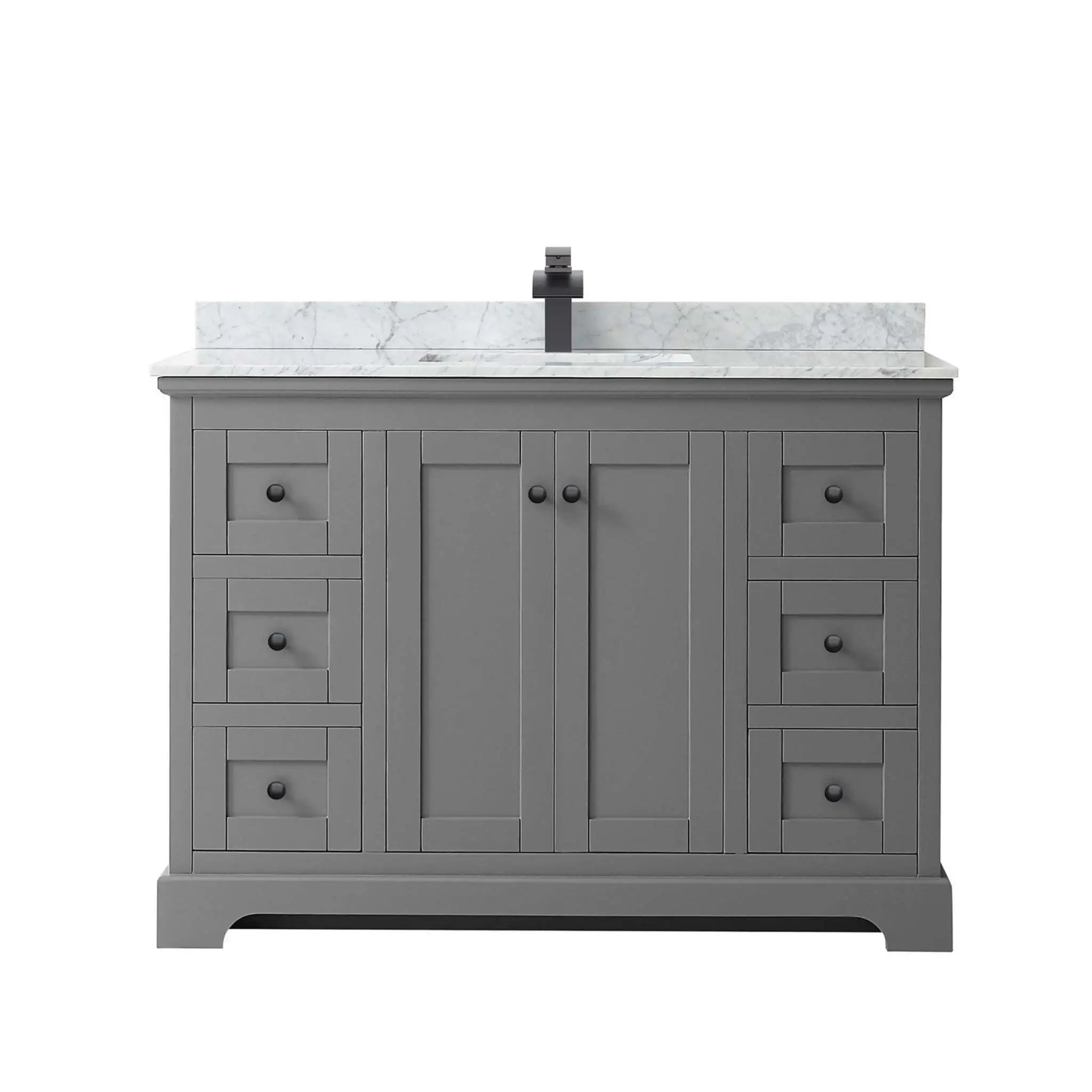 48" Avery Single Bathroom Vanity in Dark Gray with Matte Black Trim by Wyndham