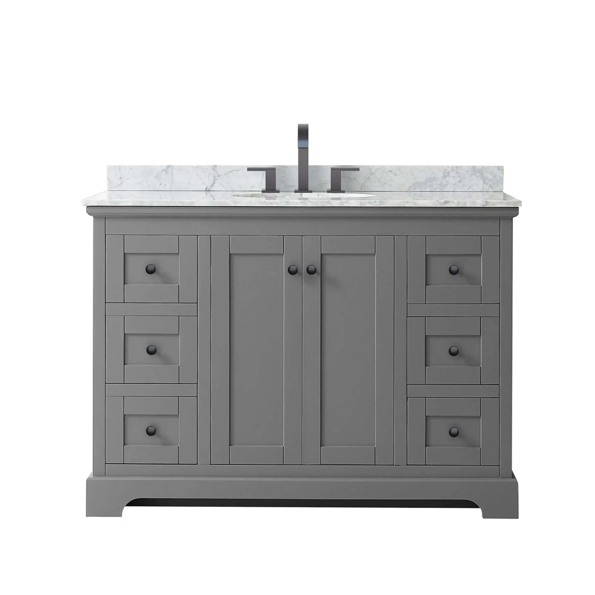 48" Avery Single Bathroom Vanity in Dark Gray with Matte Black Trim by Wyndham