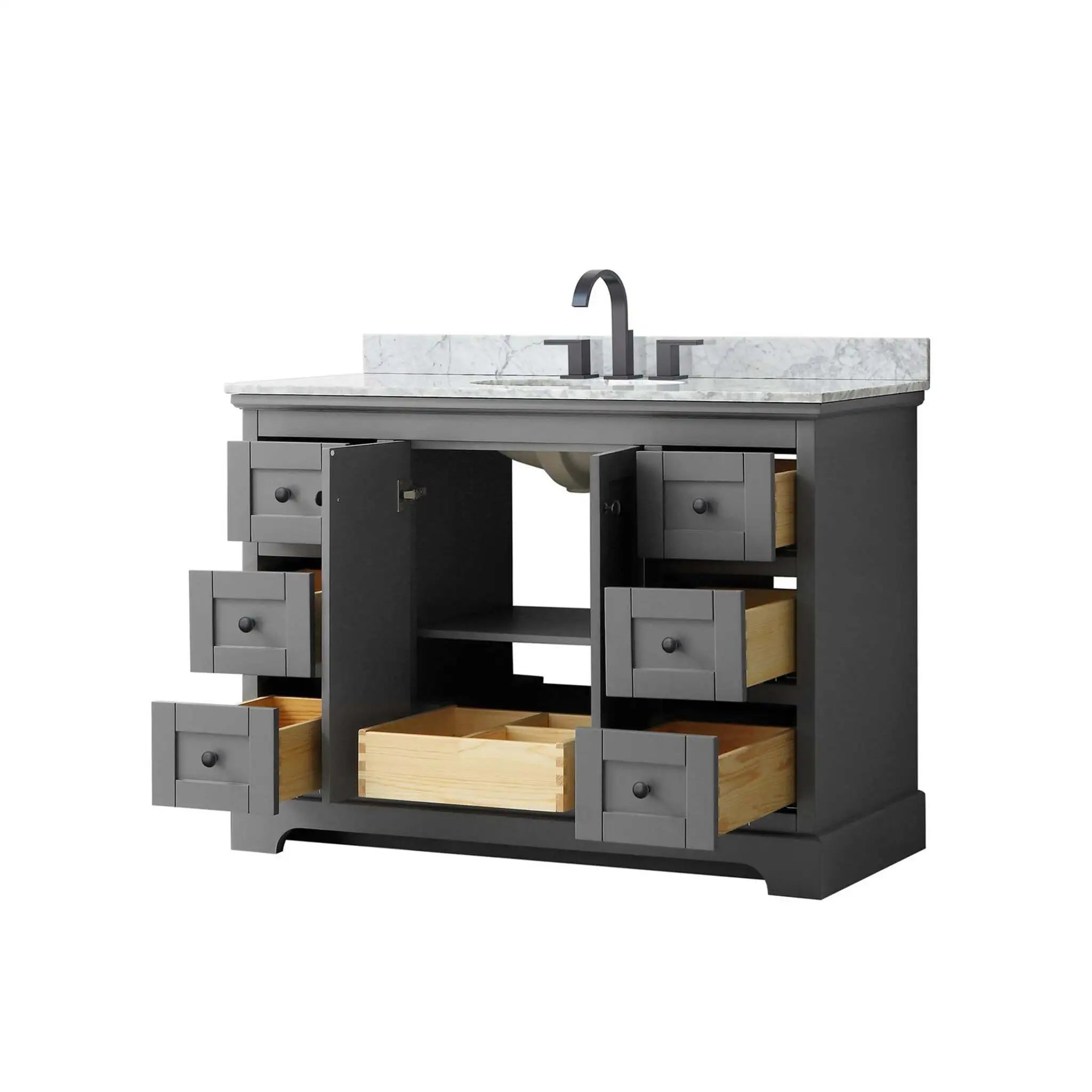 48" Avery Single Bathroom Vanity in Dark Gray with Matte Black Trim by Wyndham