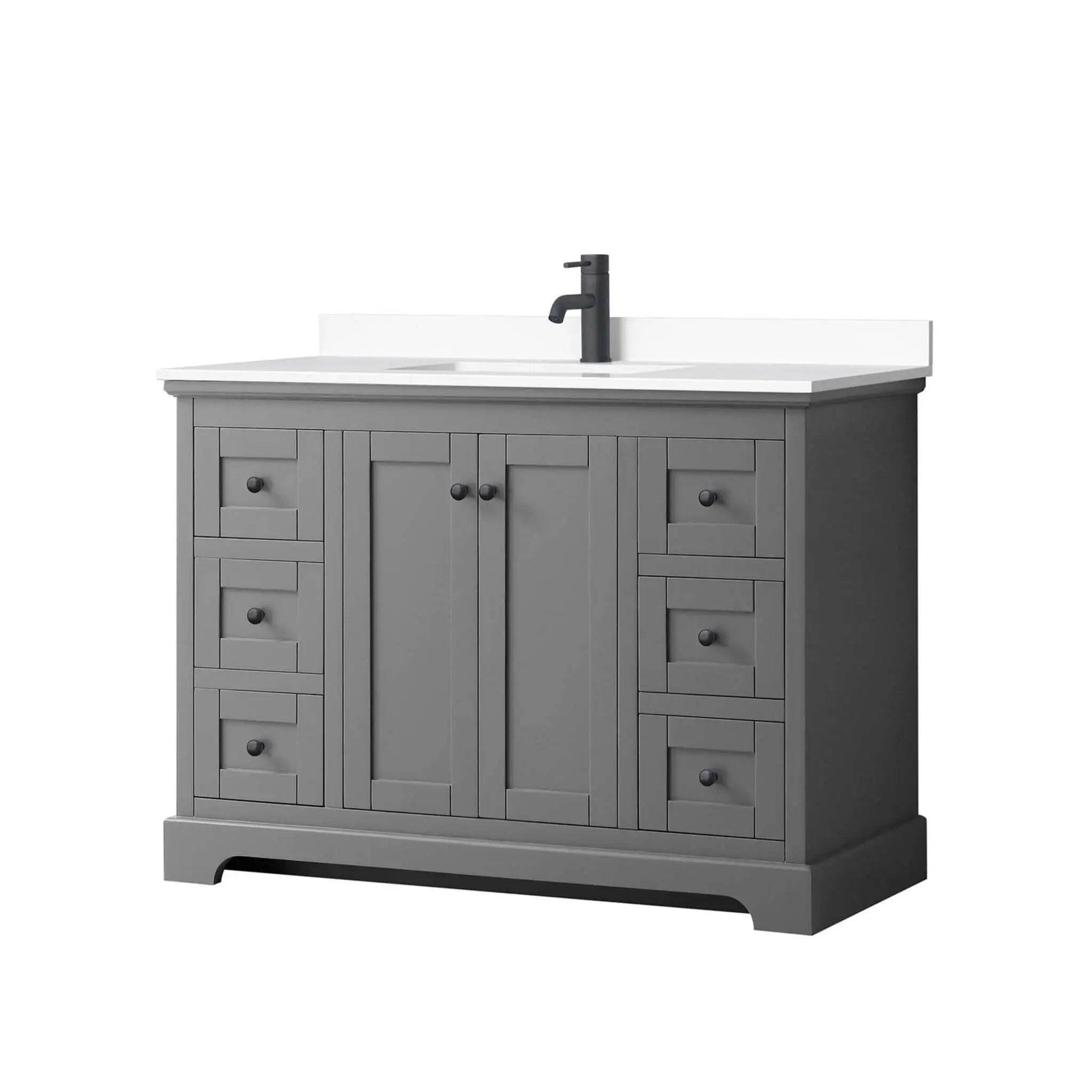 48" Avery Single Bathroom Vanity in Dark Gray with Matte Black Trim by Wyndham