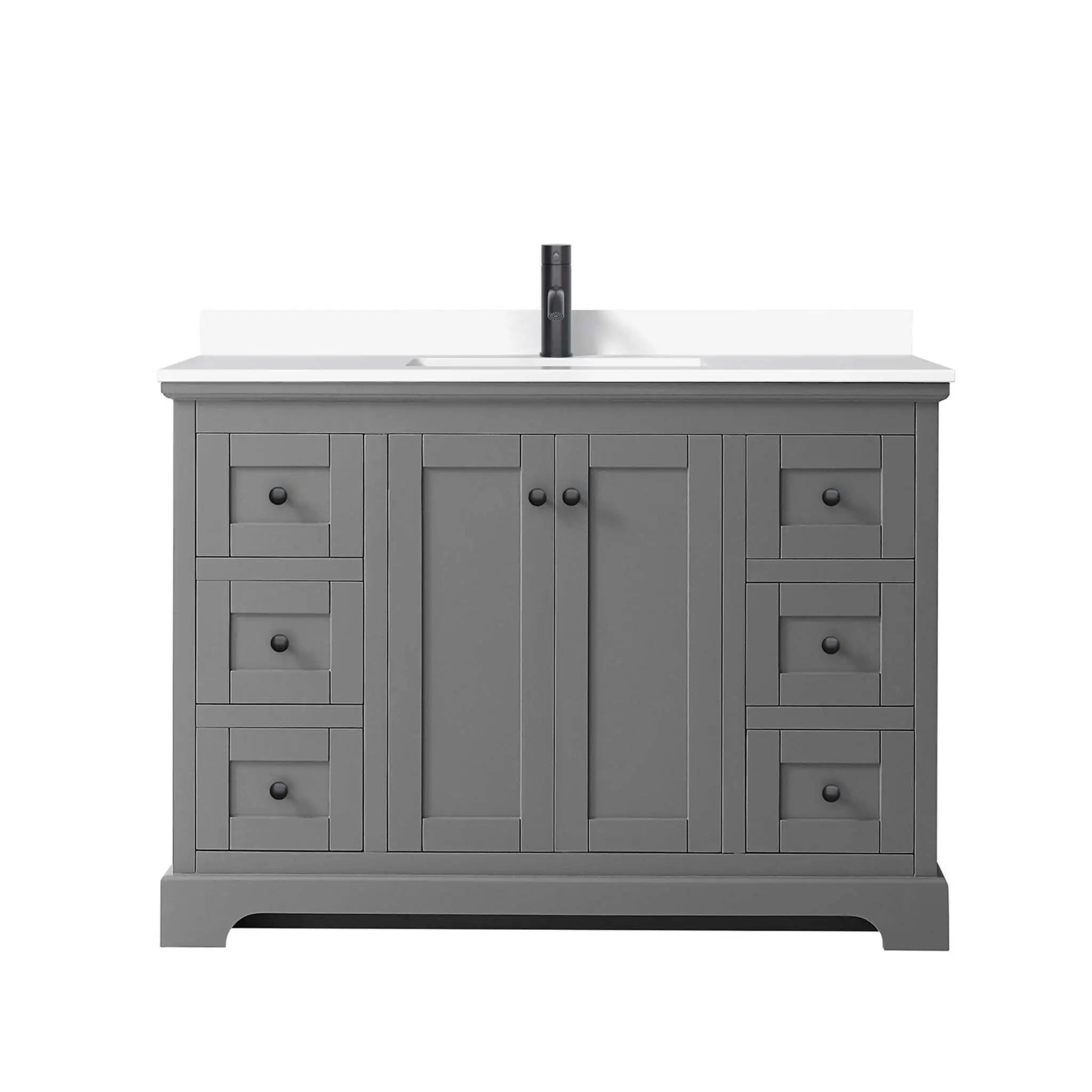 48" Avery Single Bathroom Vanity in Dark Gray with Matte Black Trim by Wyndham