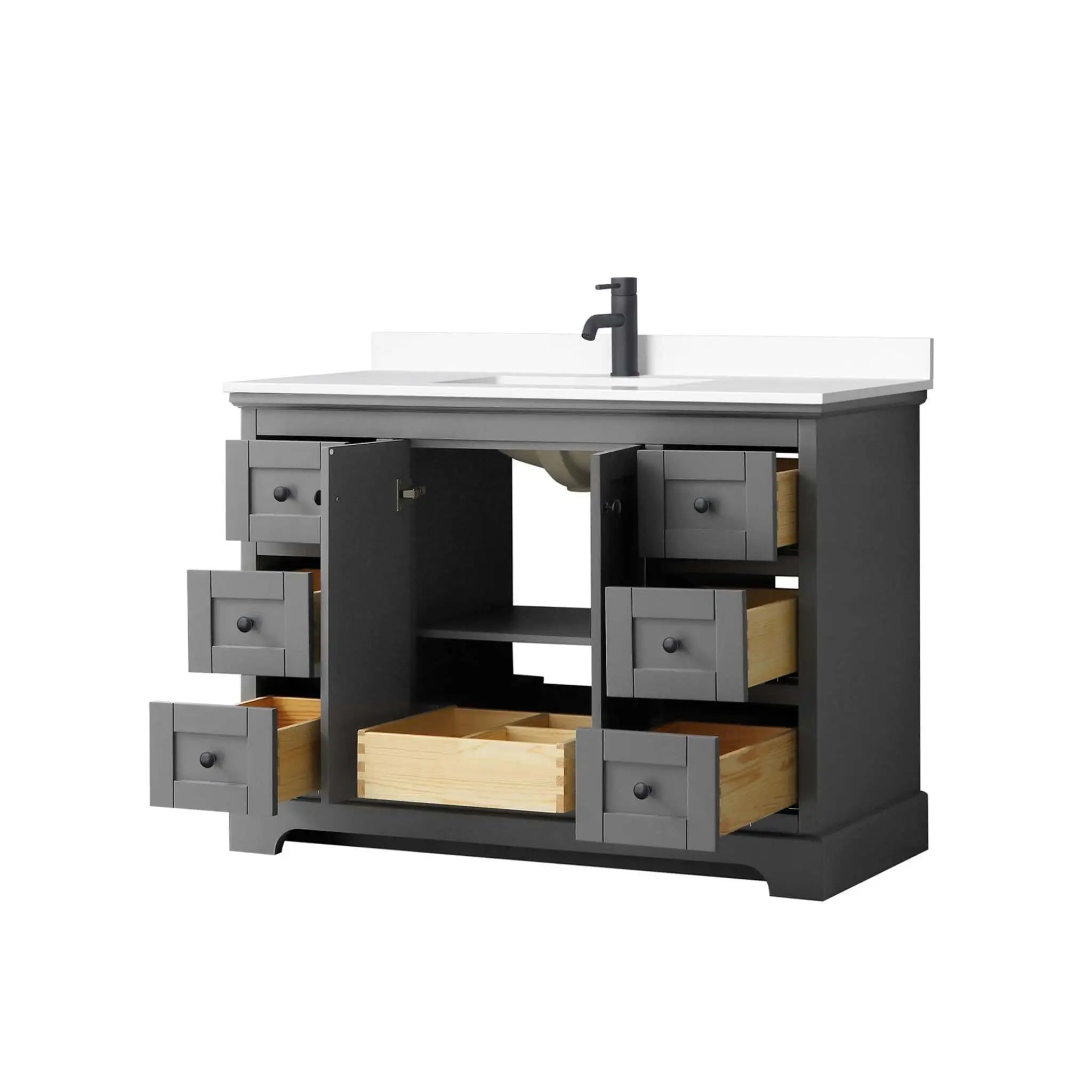48" Avery Single Bathroom Vanity in Dark Gray with Matte Black Trim by Wyndham